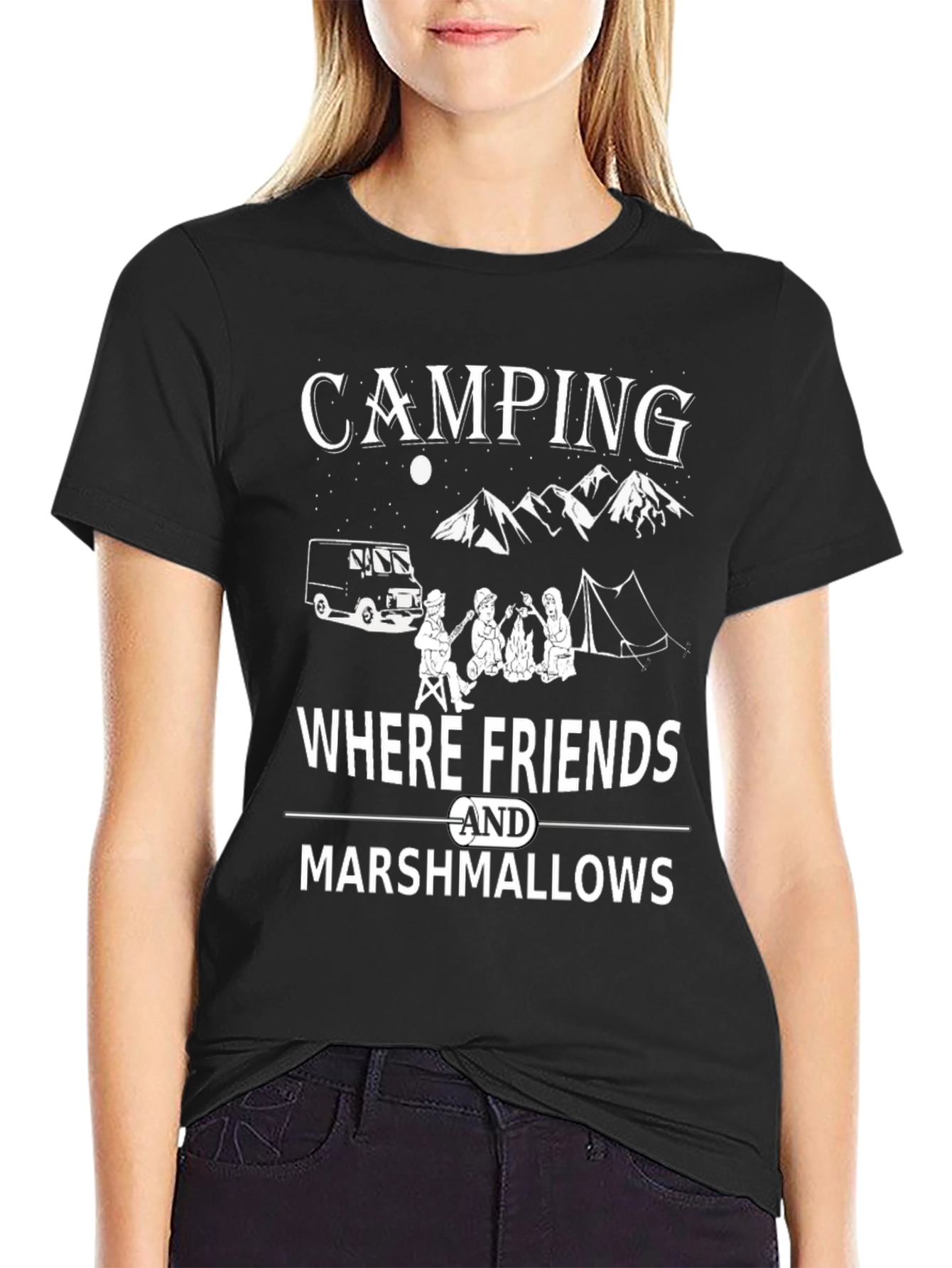 Camping Friends Marshmallows Graphic T-Shirt