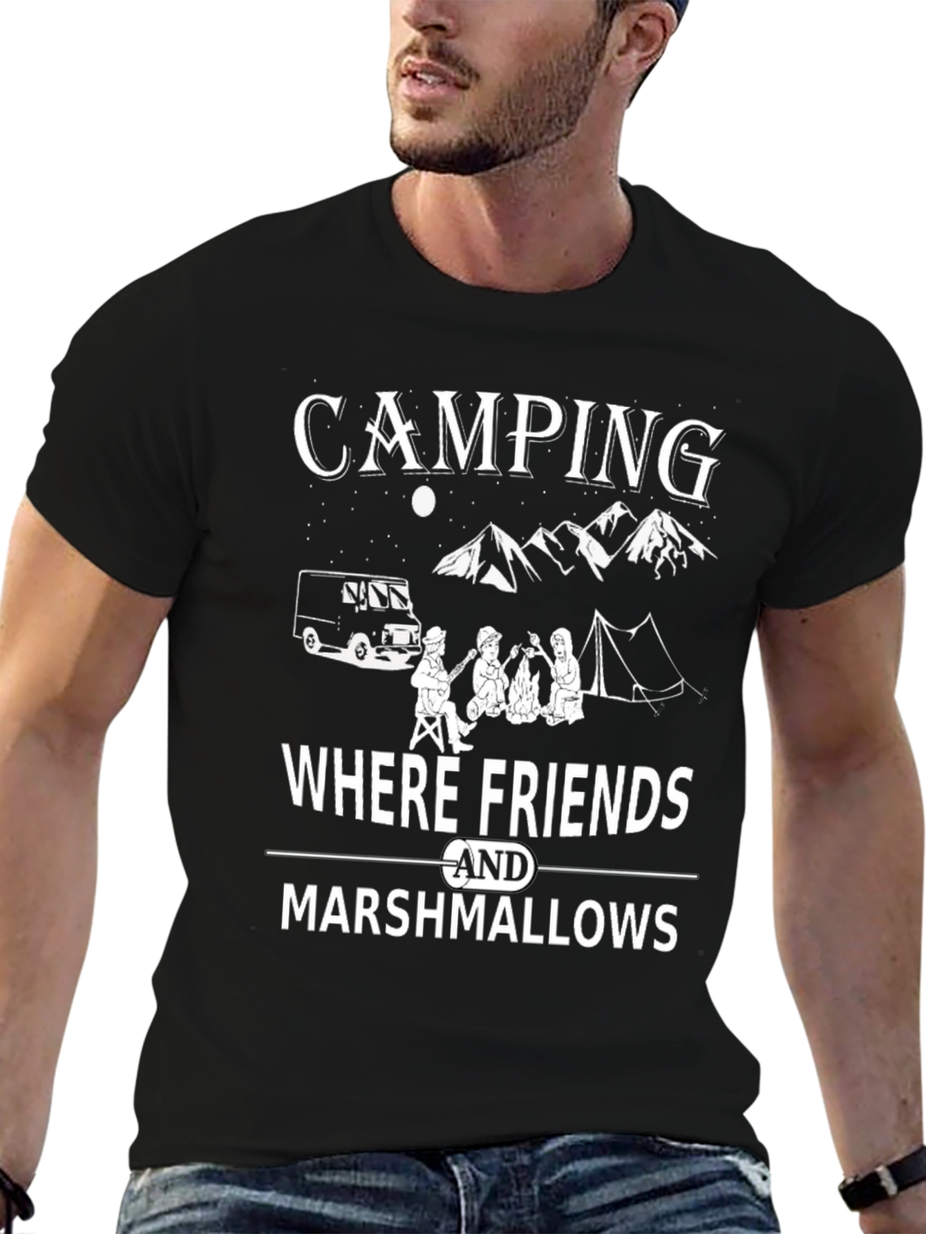 Camping Friends Marshmallows Graphic T-Shirt