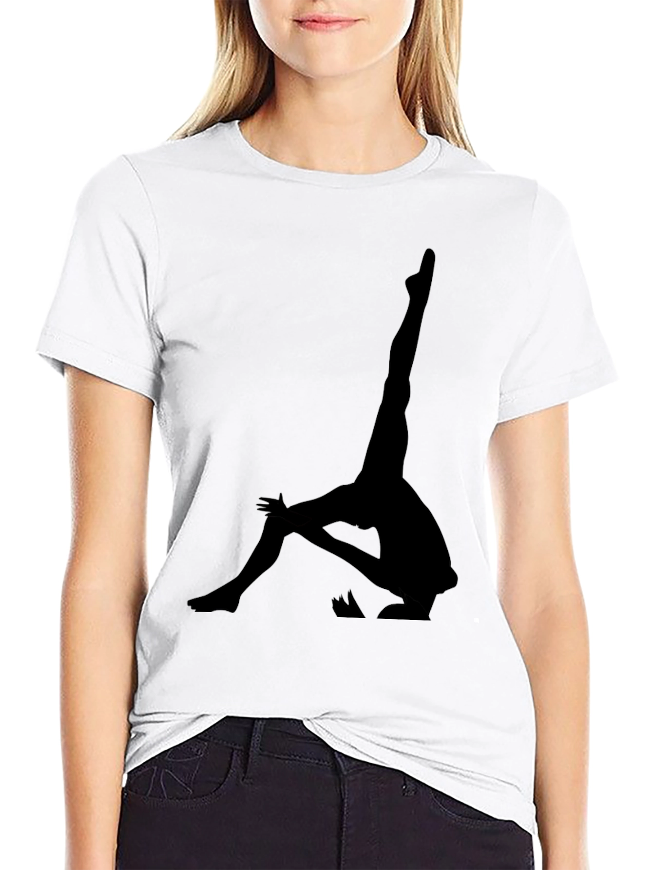 Yoga Pose Graphic Tee - Black Cotton T-Shirt