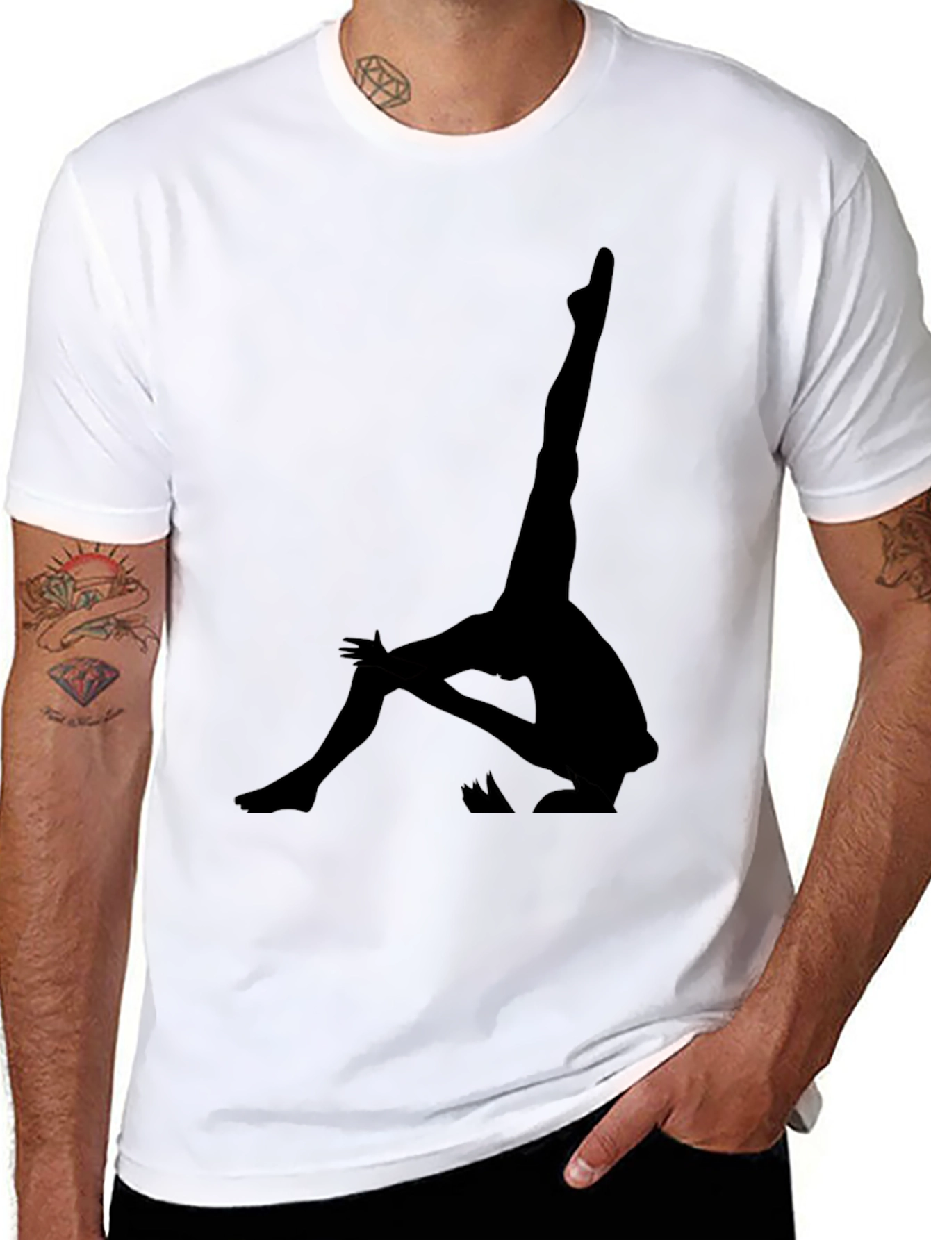Yoga Pose Graphic Tee - Black Cotton T-Shirt