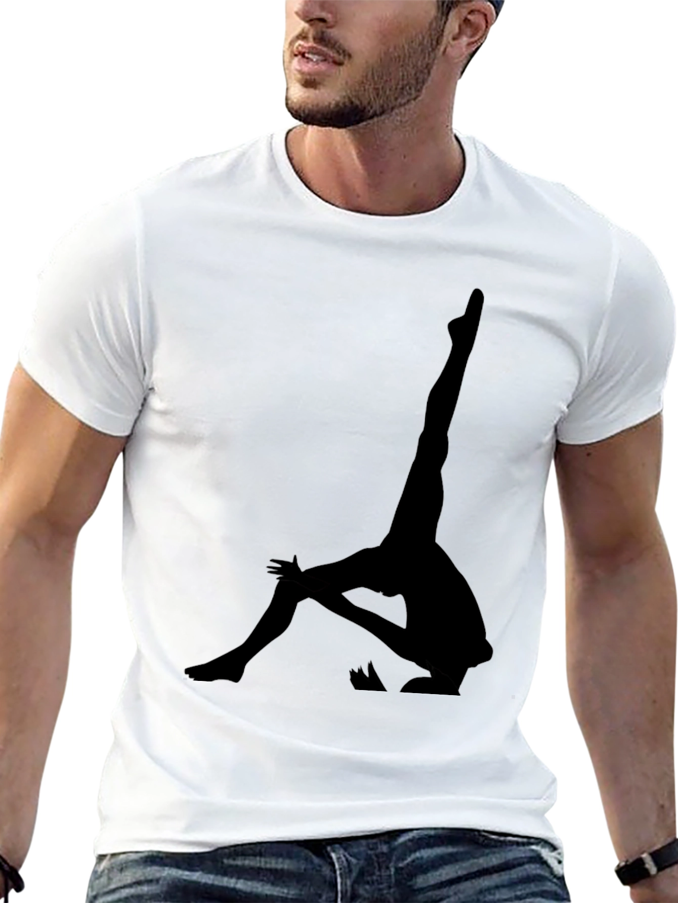 Yoga Pose Graphic Tee - Black Cotton T-Shirt