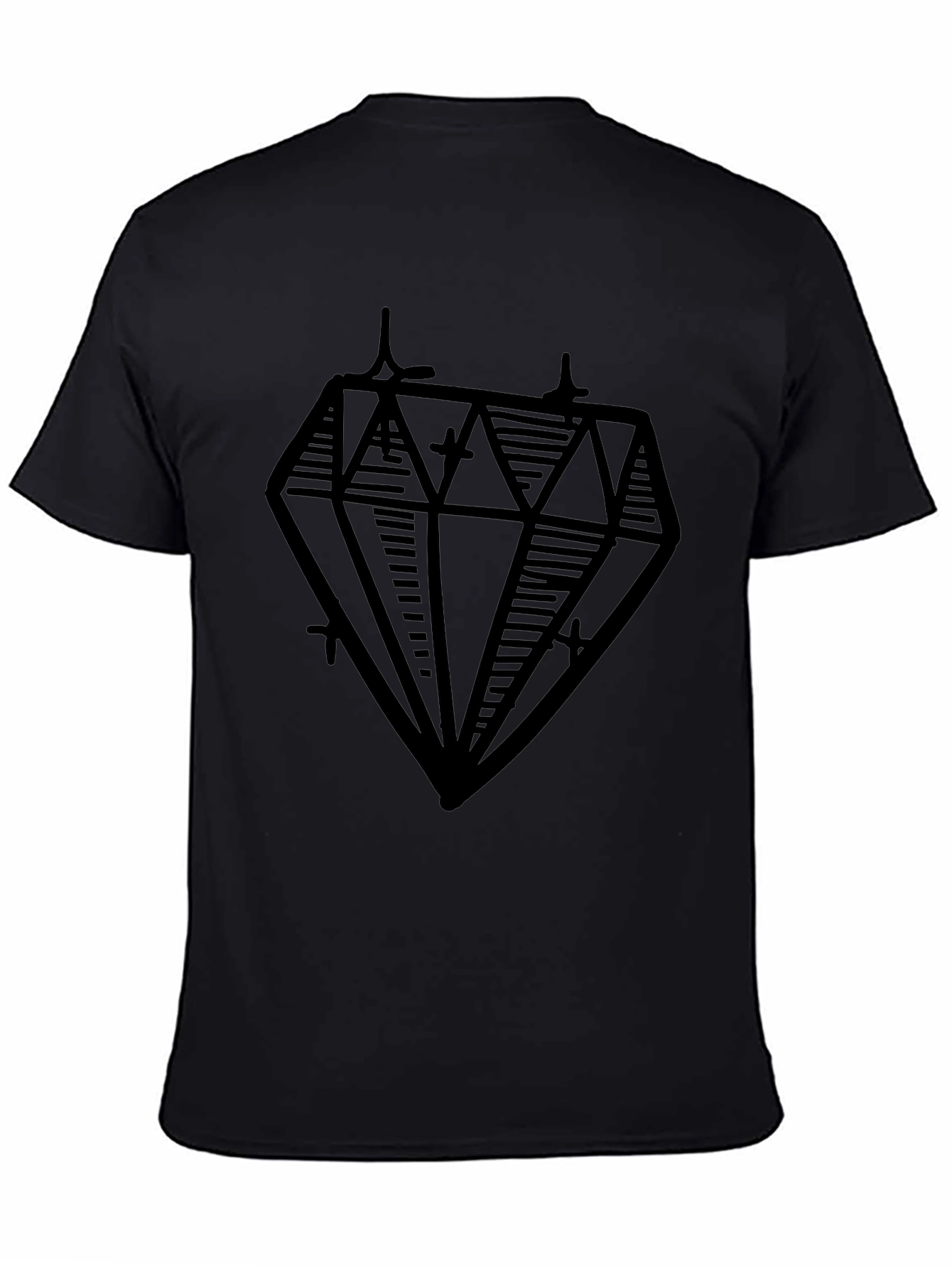 Diamond Graphic Print Black Tee
