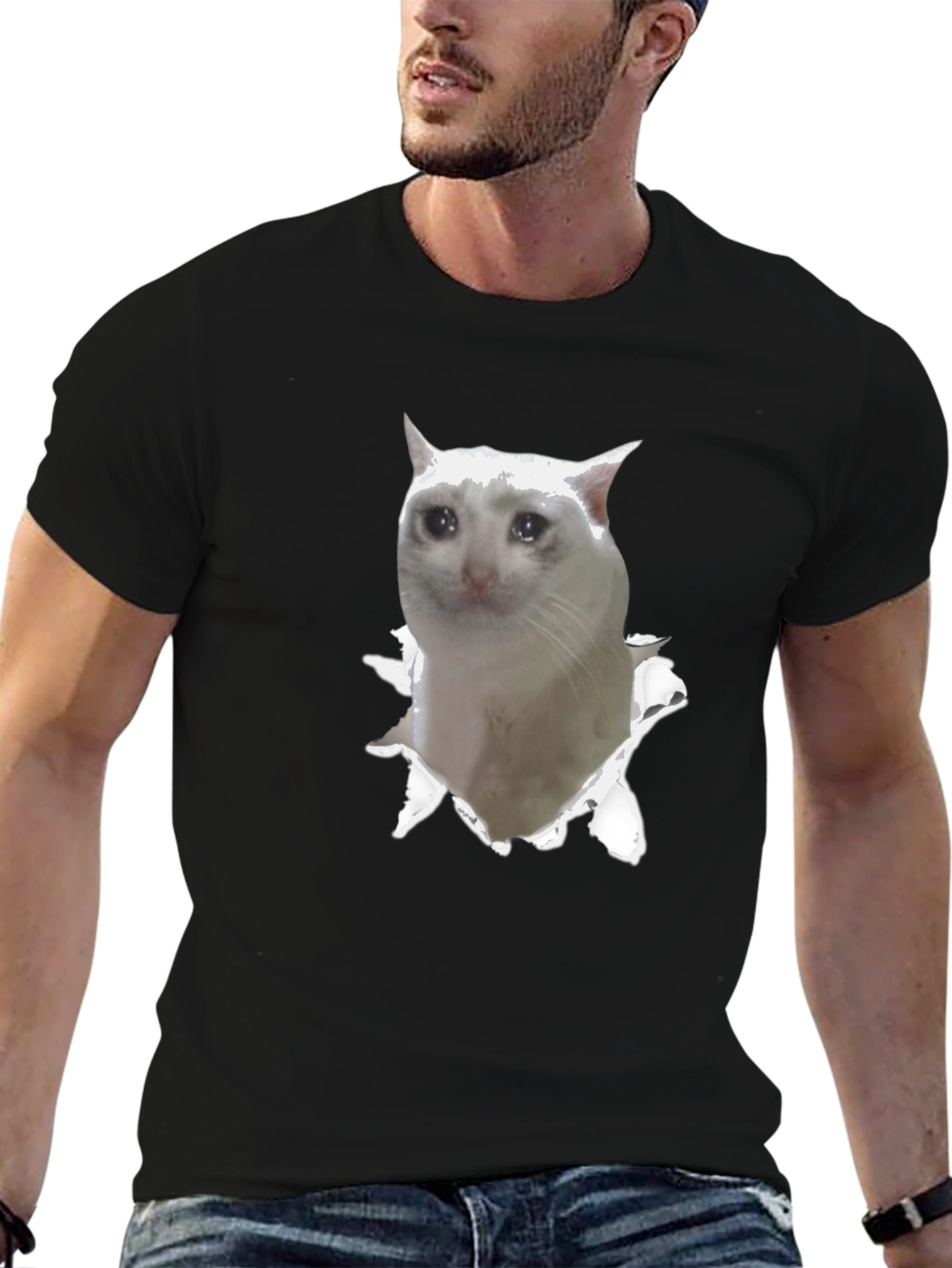 Sad Cat Meme T-Shirt - Funny Viral Tee