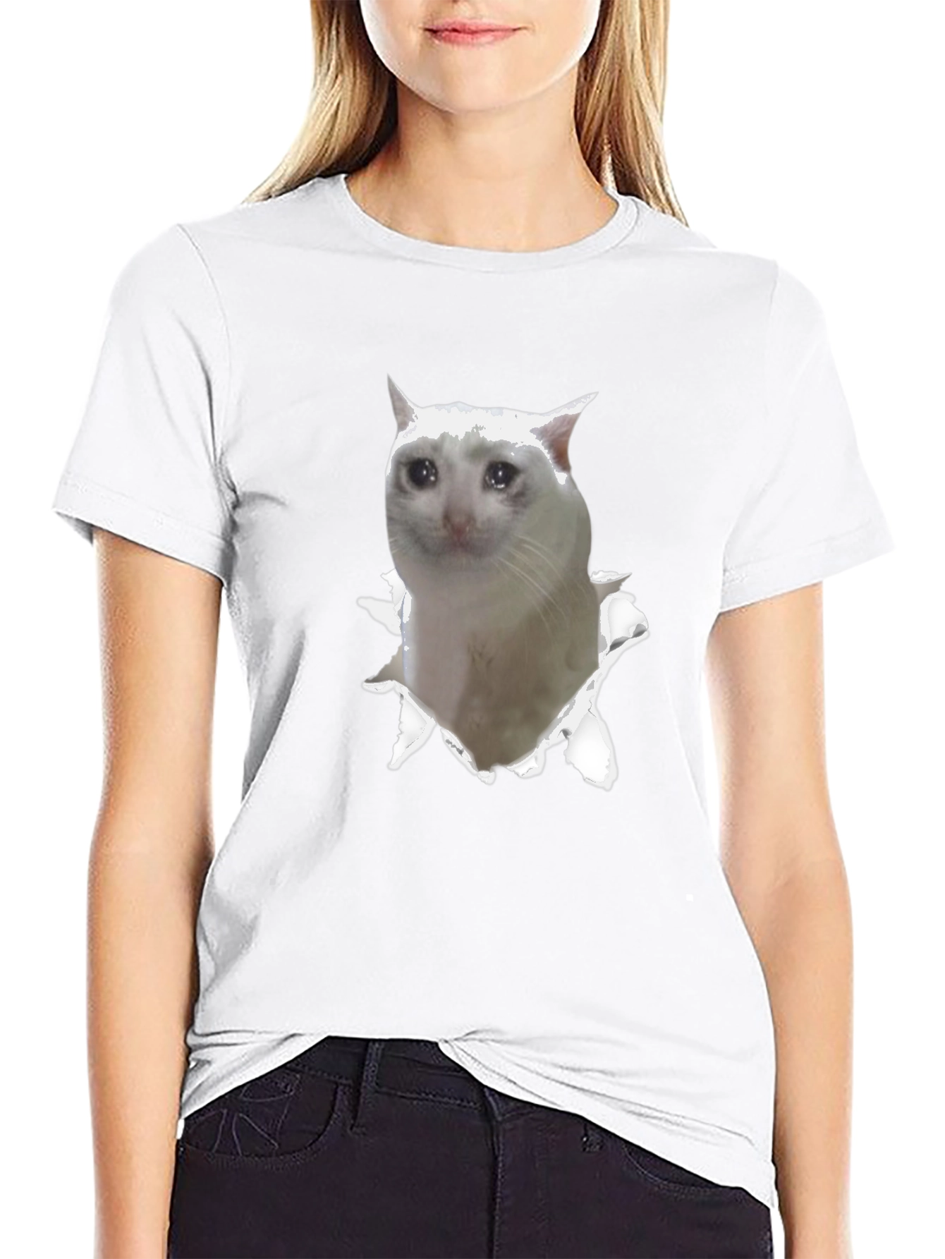 Sad Cat Meme T-Shirt - Funny Viral Tee