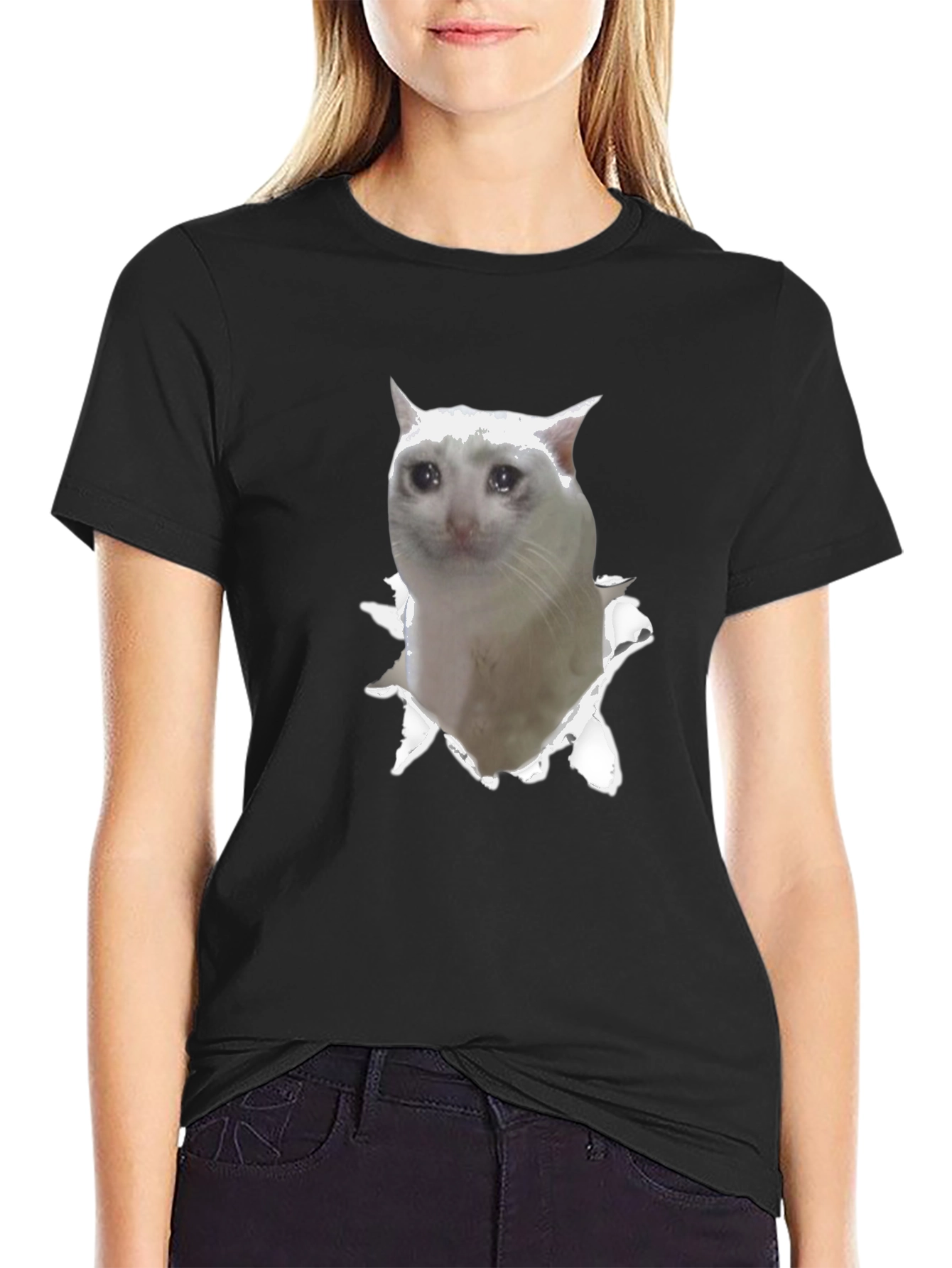 Sad Cat Meme T-Shirt - Funny Viral Tee