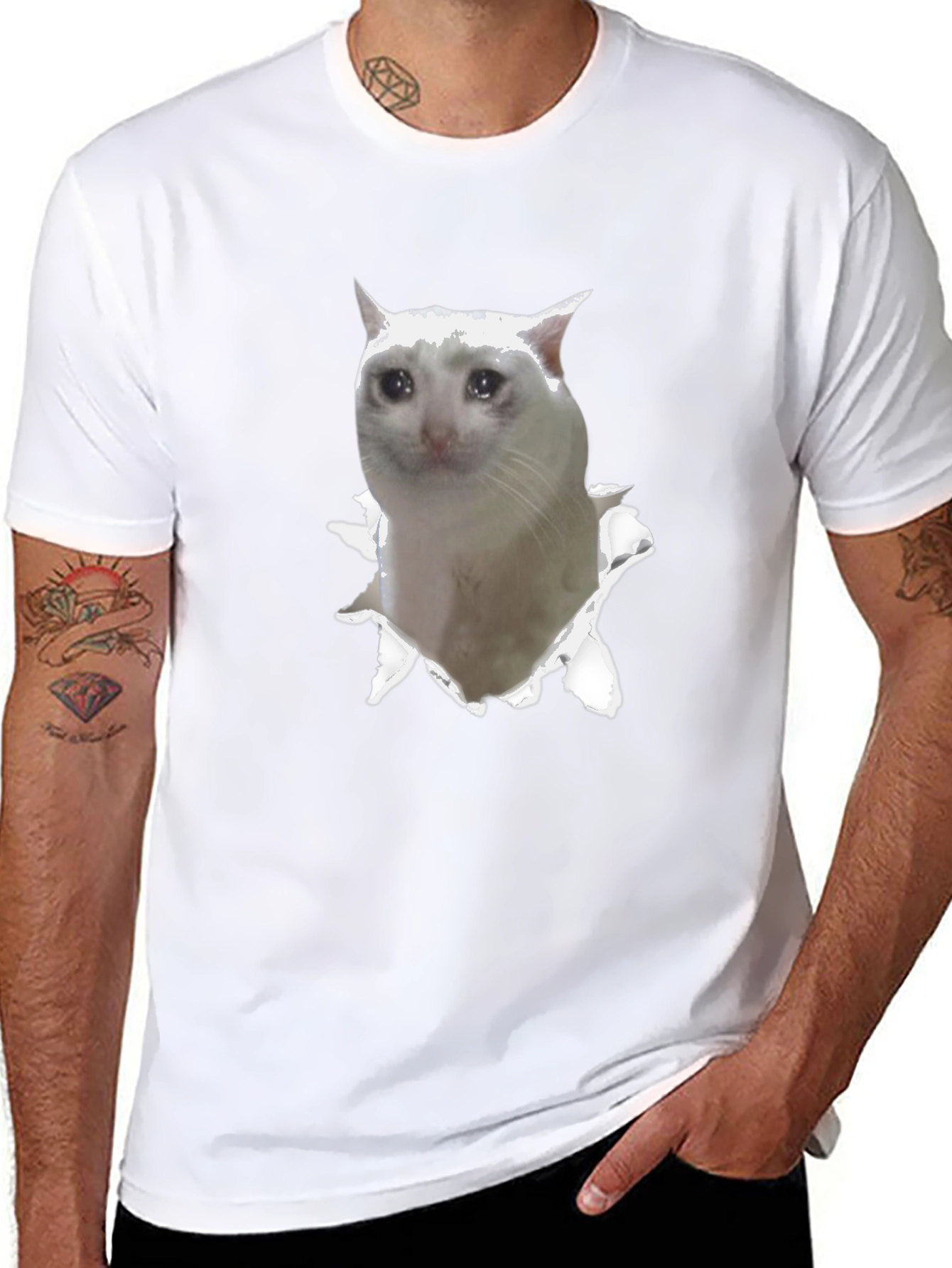Sad Cat Meme T-Shirt - Funny Viral Tee