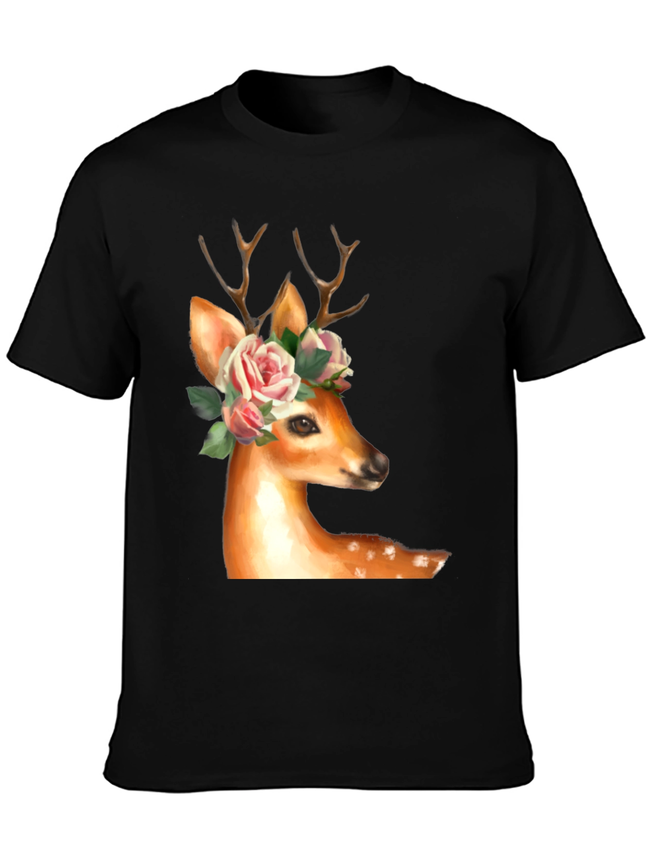 Deer with Floral Crown Graphic Tee