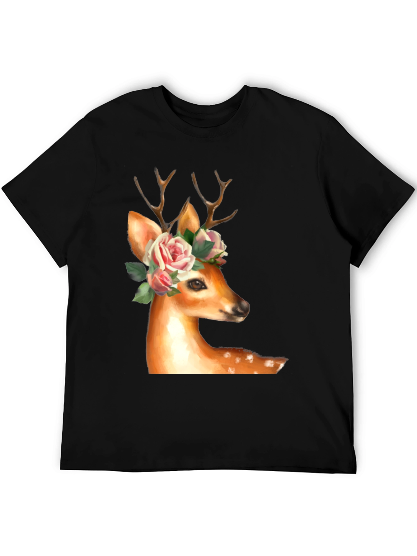 Deer with Floral Crown Graphic Tee