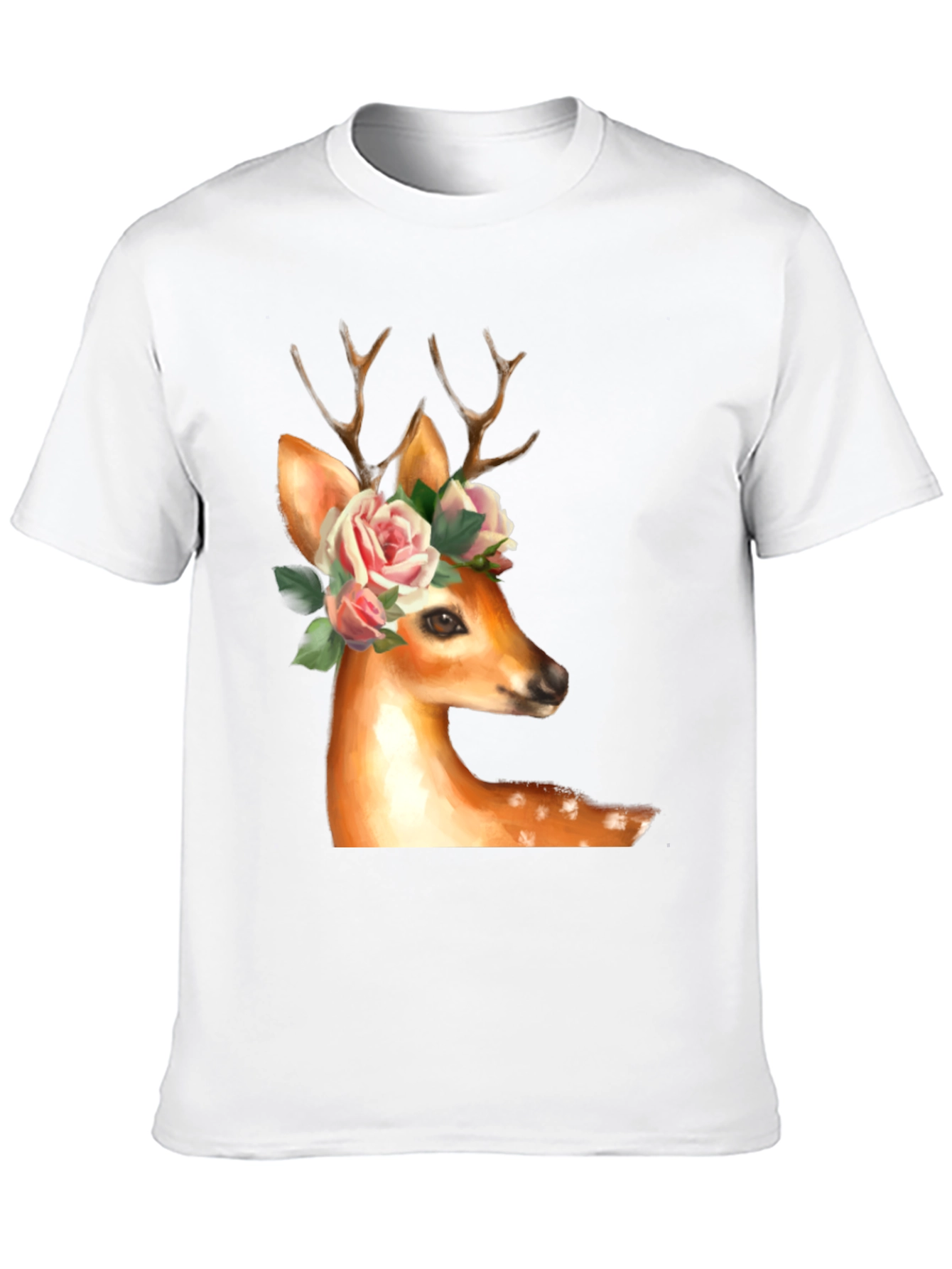 Deer with Floral Crown Graphic Tee