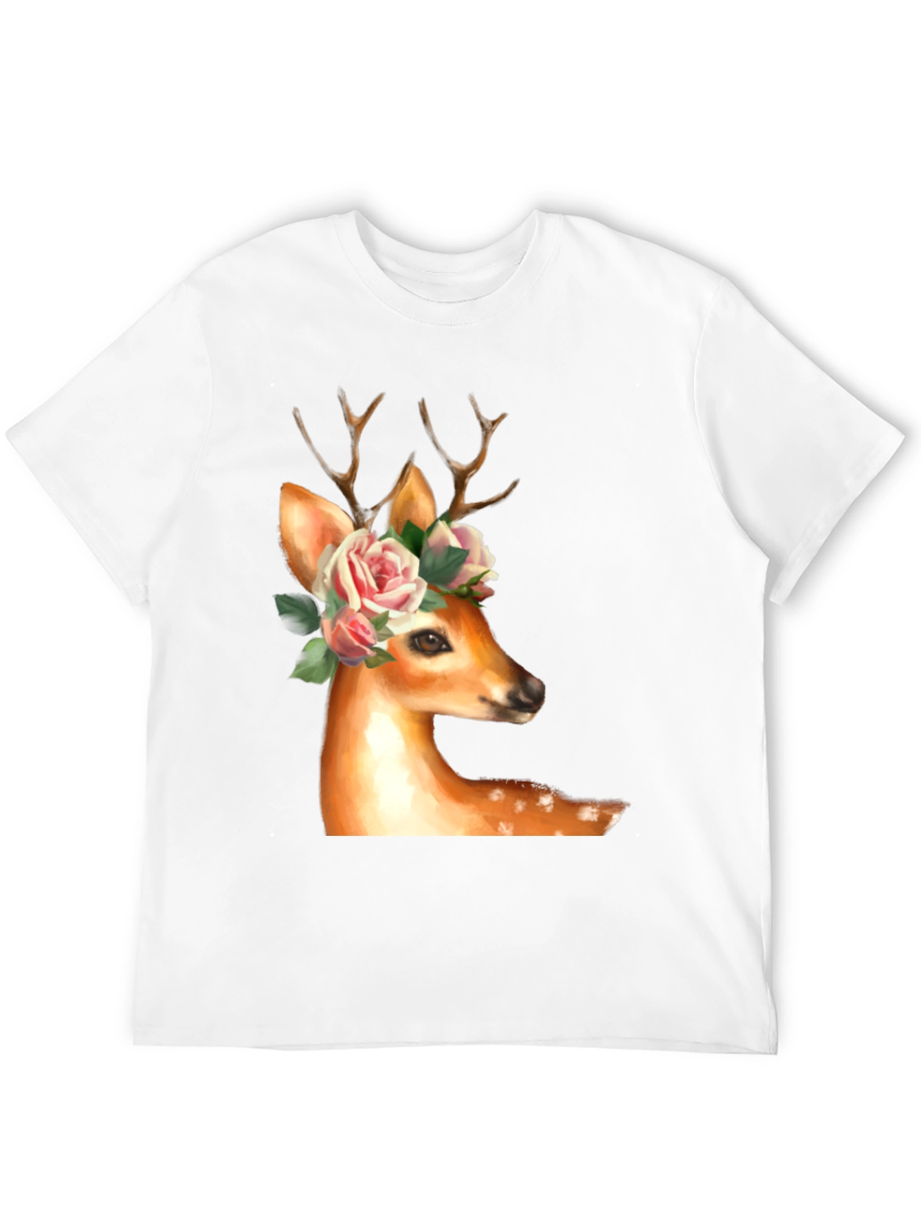 Deer with Floral Crown Graphic Tee