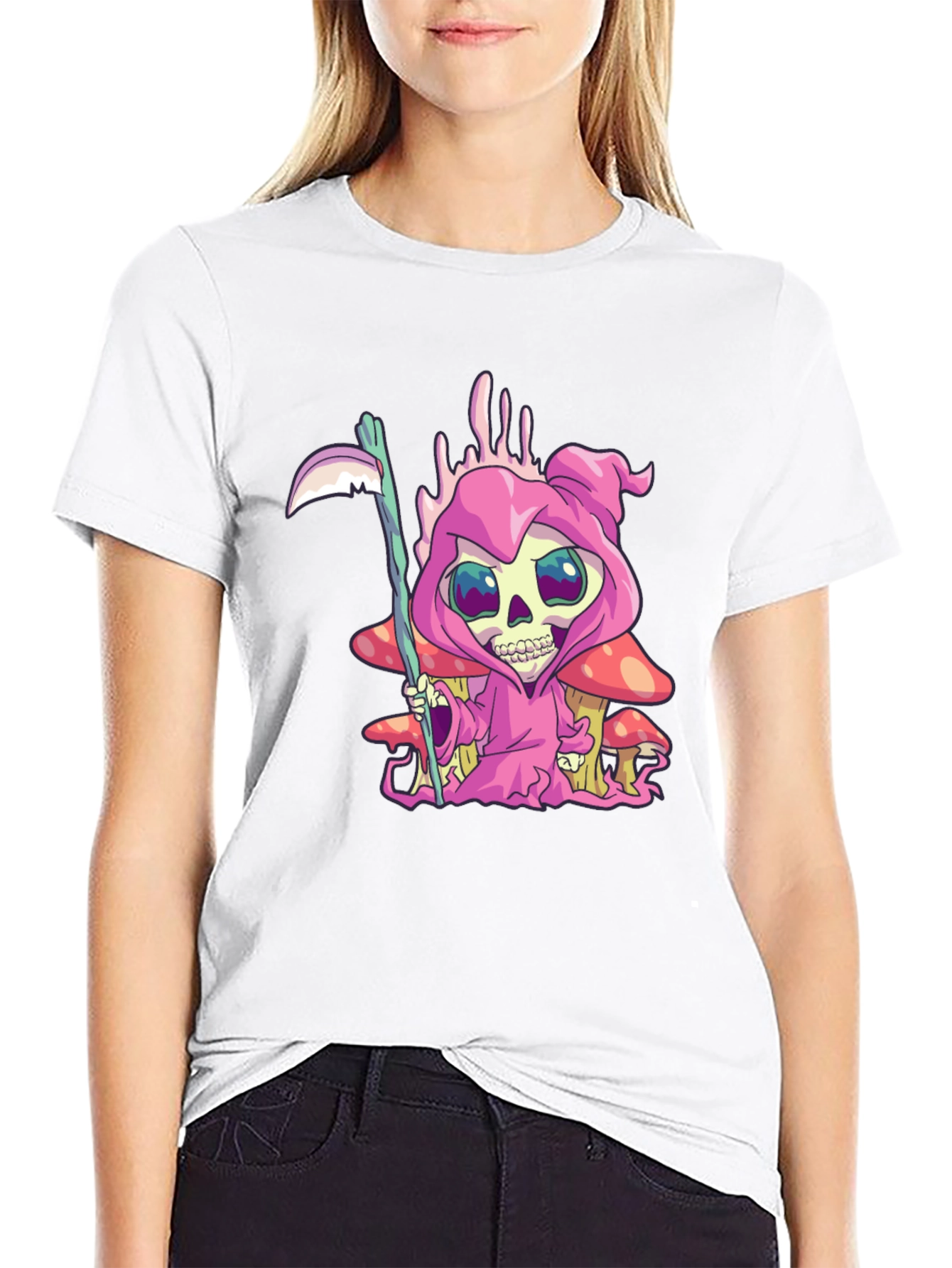 Grim Reaper T-Shirt - Cartoon Skull Design