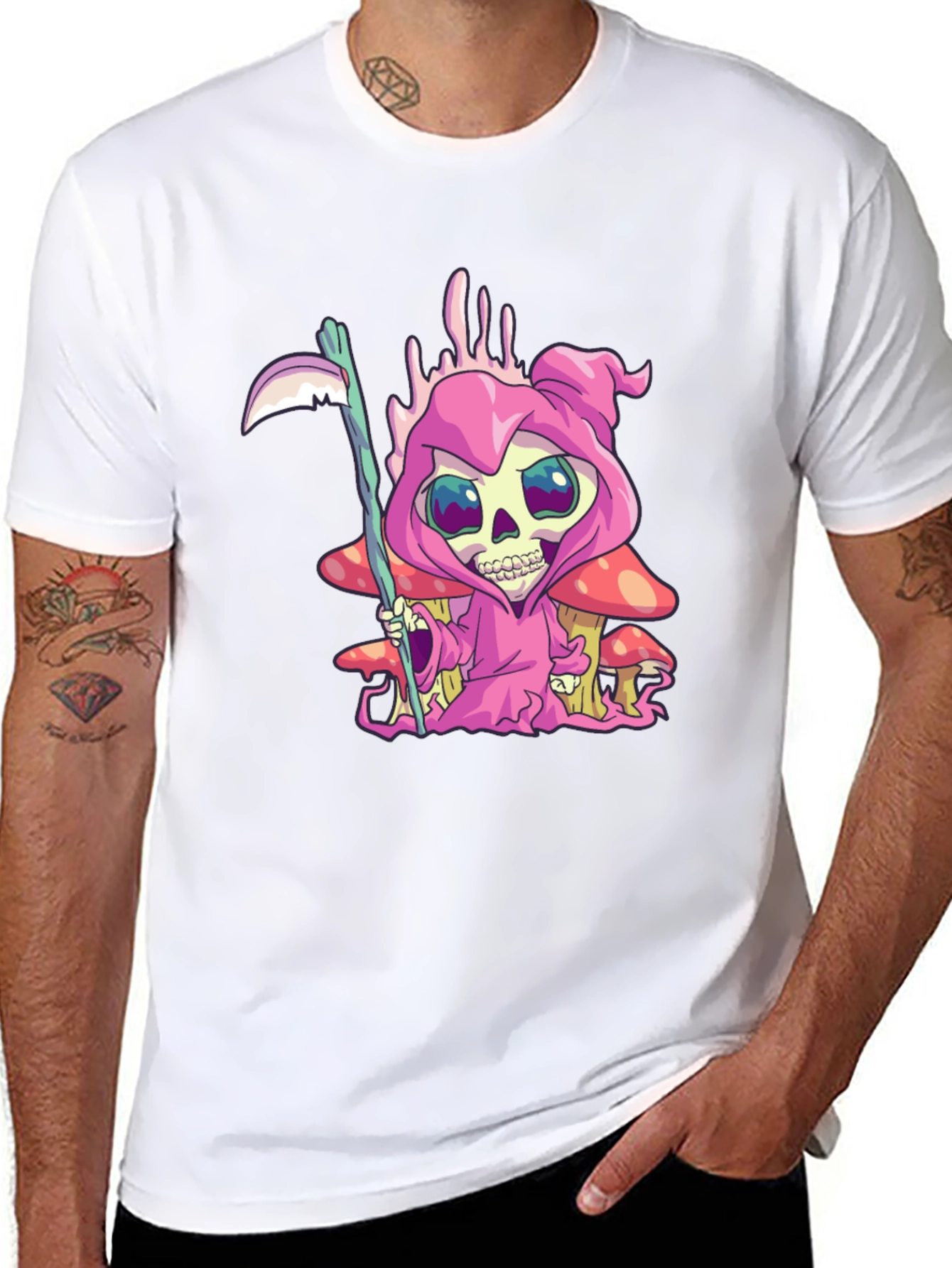 Grim Reaper T-Shirt - Cartoon Skull Design