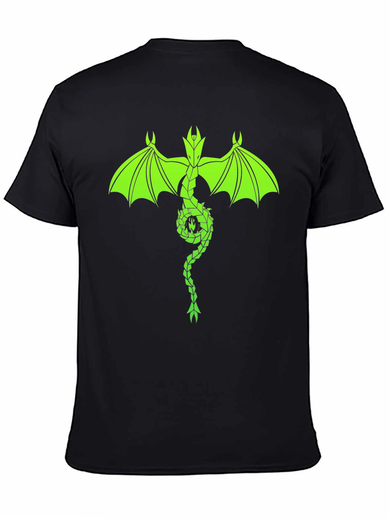 Neon Green Dragon Graphic Black T-Shirt