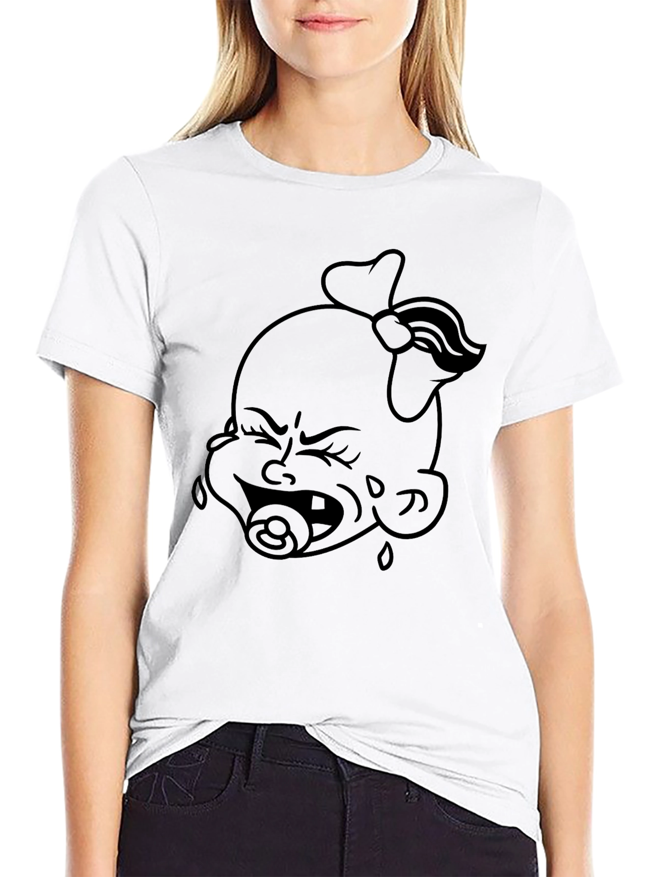 Funny Crying Baby Graphic Tee - Black Unisex T-Shirt