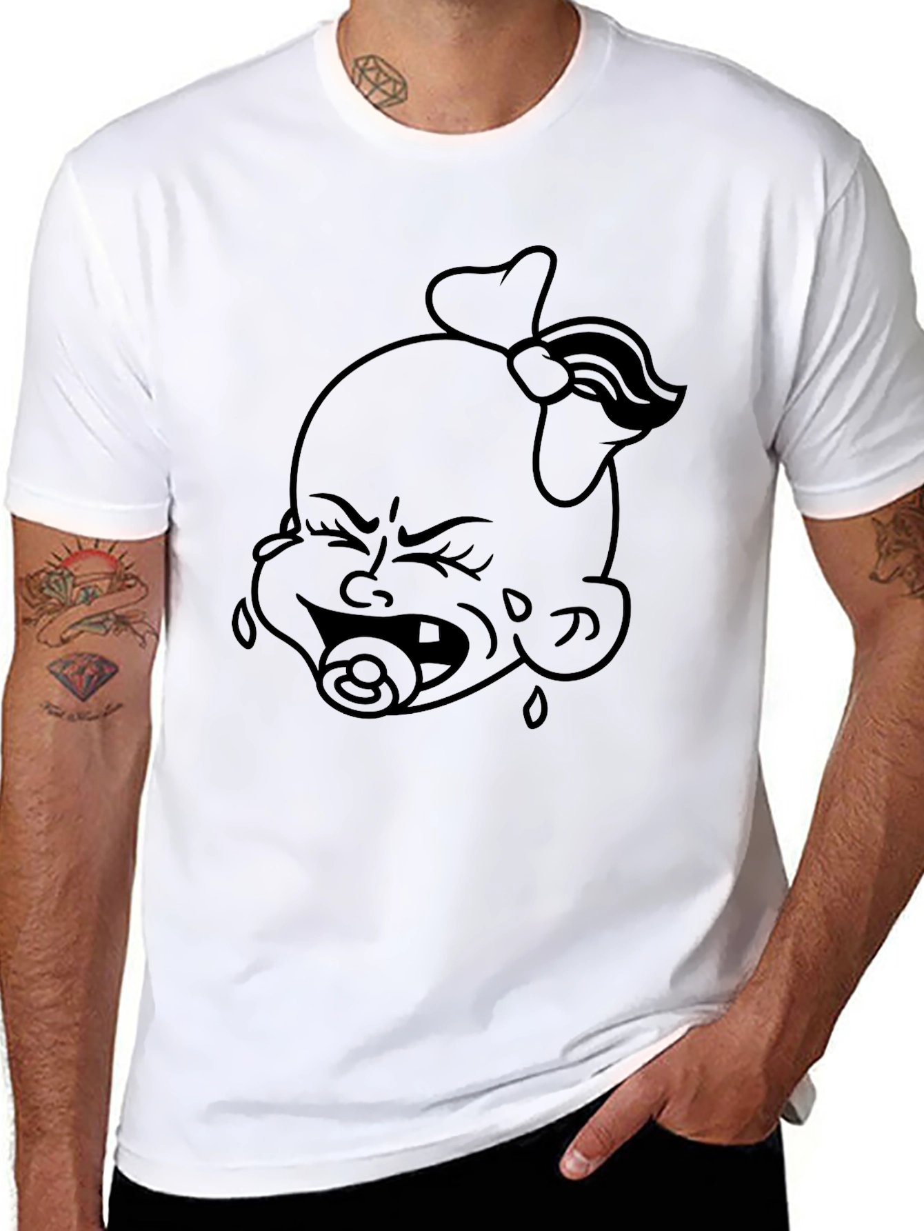 Funny Crying Baby Graphic Tee - Black Unisex T-Shirt