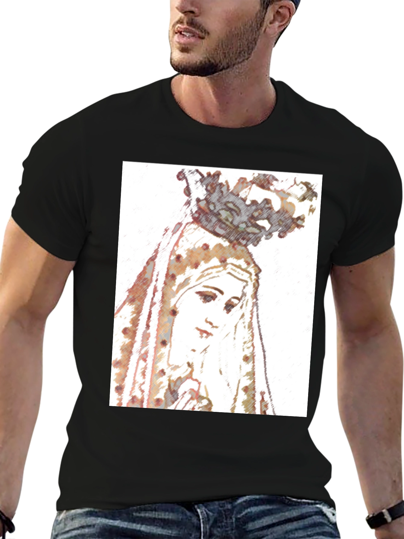 Virgin Mary Graphic Tee - Religious Art T-Shirt