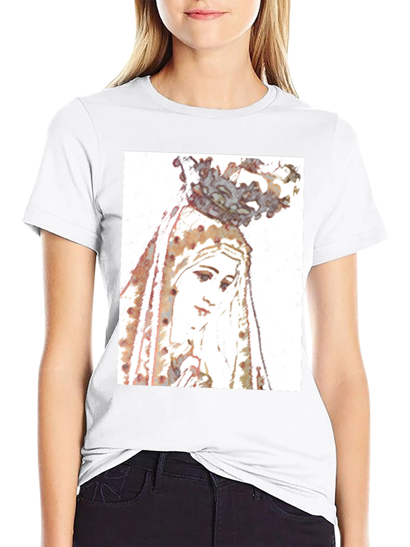 Virgin Mary Graphic Tee - Religious Art T-Shirt