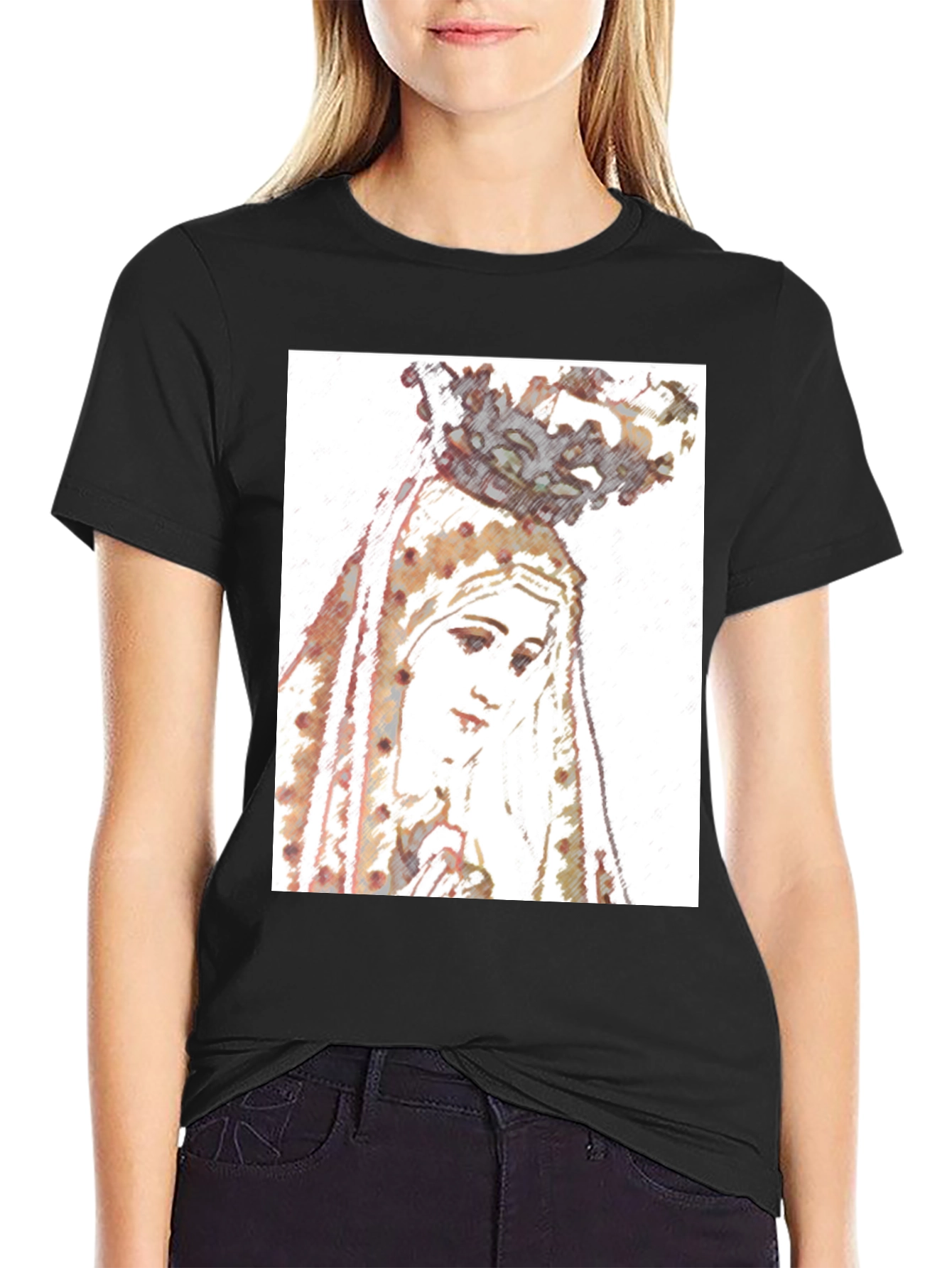 Virgin Mary Graphic Tee - Religious Art T-Shirt