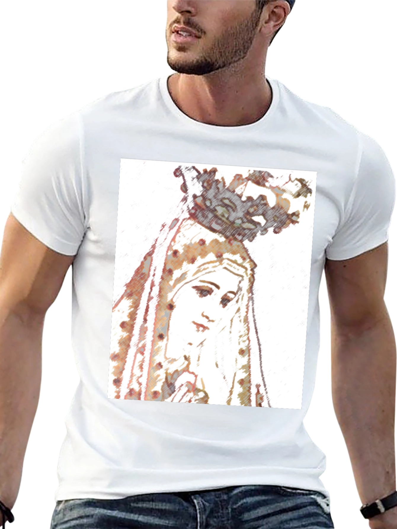 Virgin Mary Graphic Tee - Religious Art T-Shirt