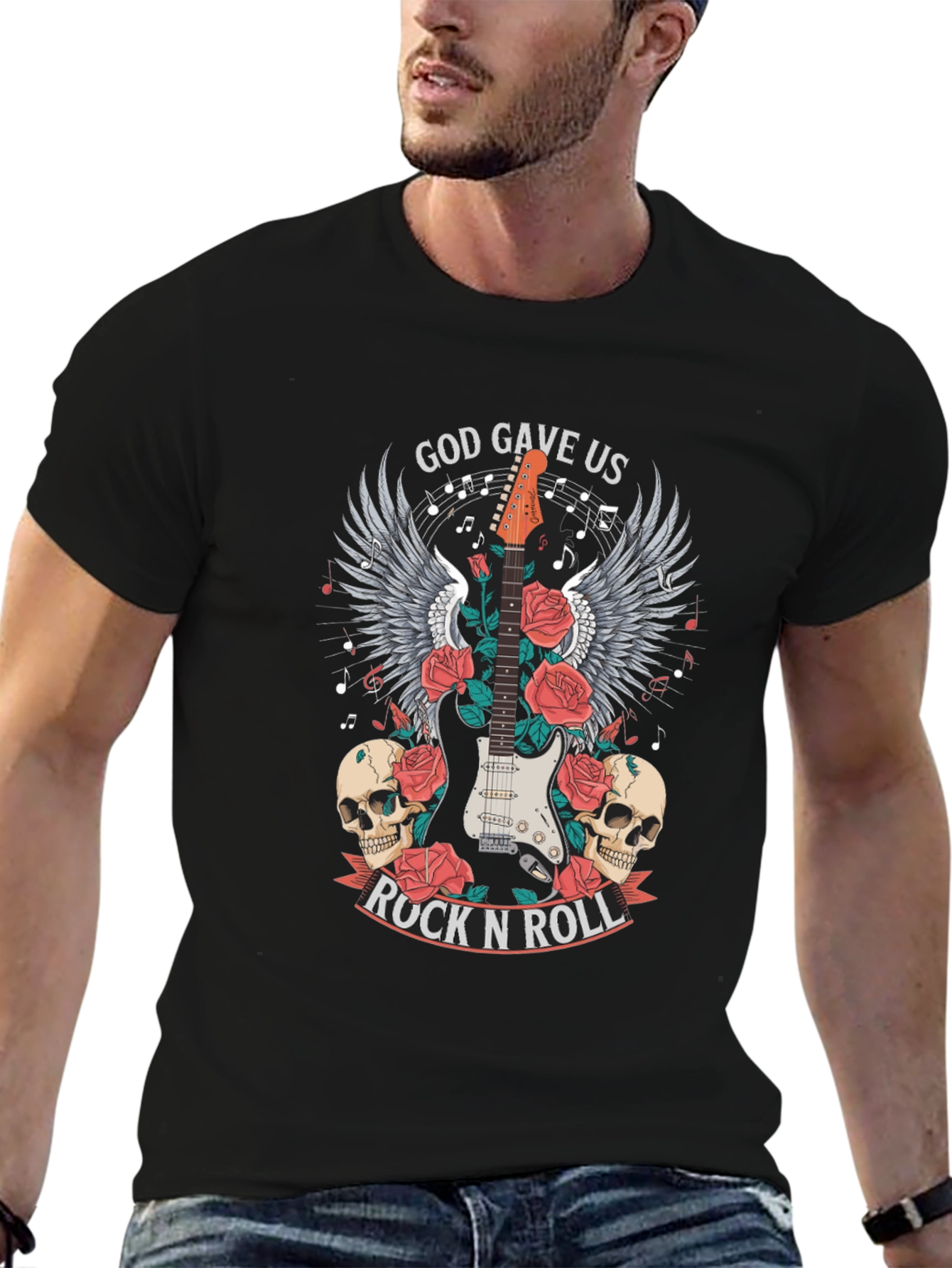 God Gave Us Rock N Roll Graphic T-Shirt