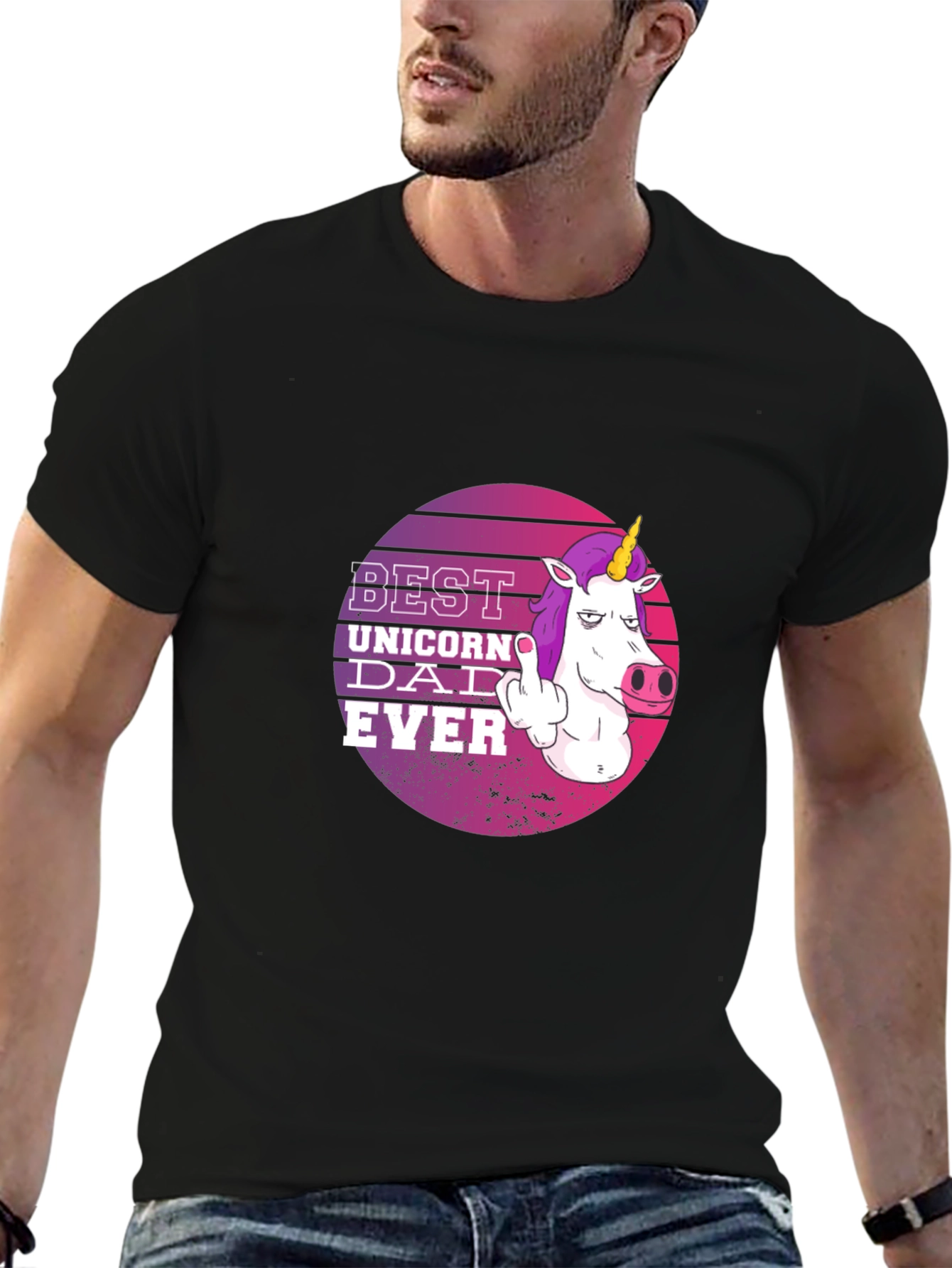 Best Unicorn Dad Ever Black T-Shirt