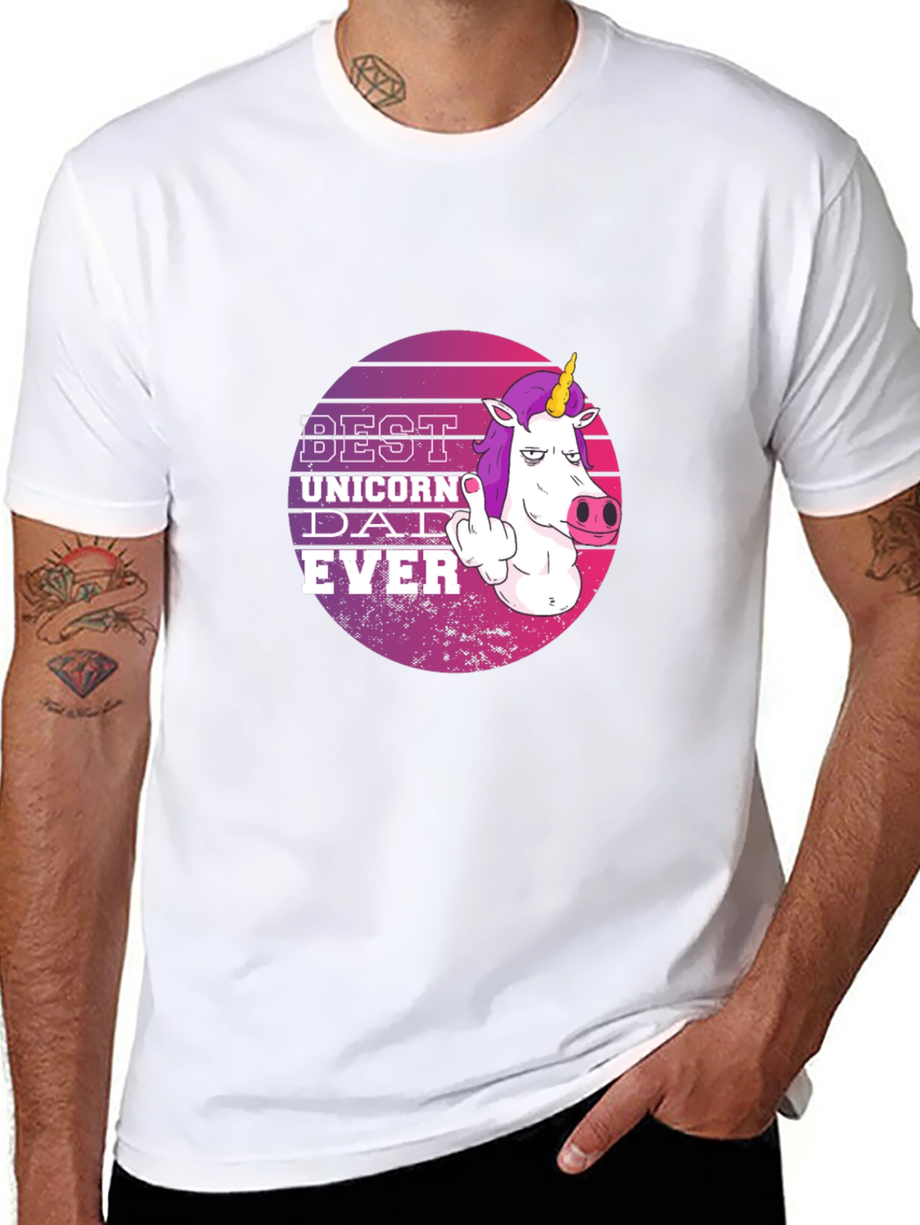 Best Unicorn Dad Ever Black T-Shirt