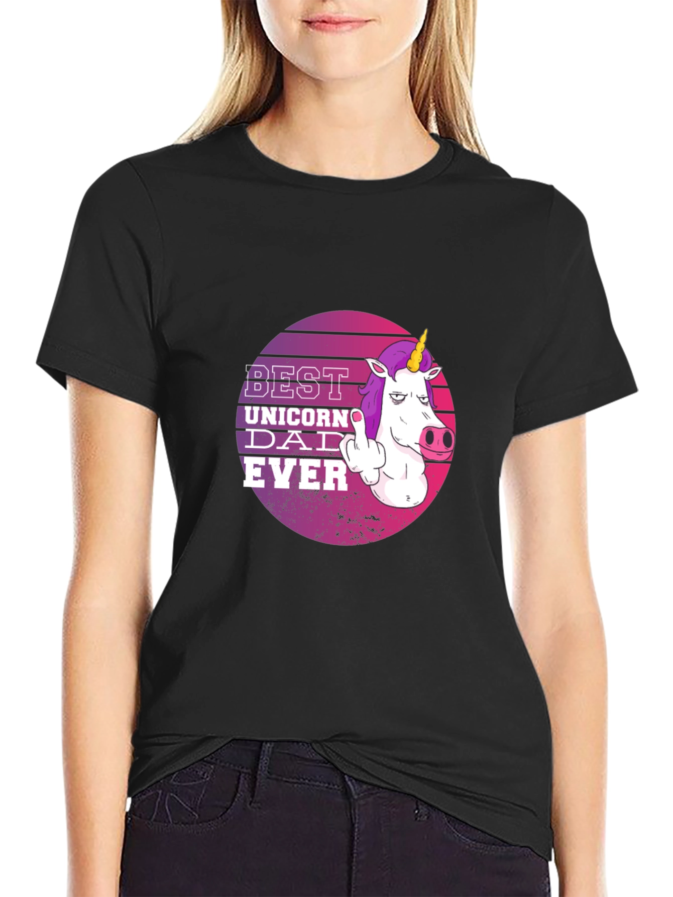 Best Unicorn Dad Ever Black T-Shirt