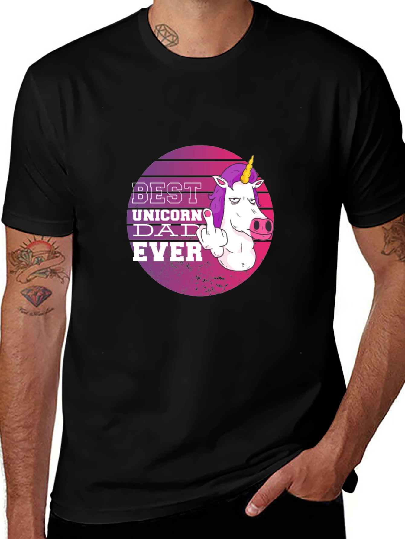 Best Unicorn Dad Ever Black T-Shirt