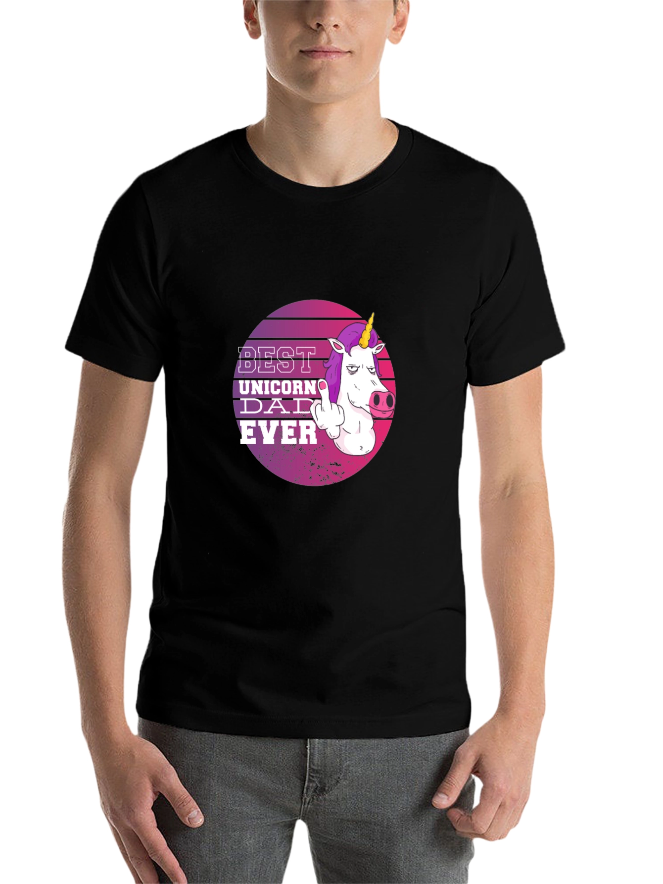 Best Unicorn Dad Ever Black T-Shirt