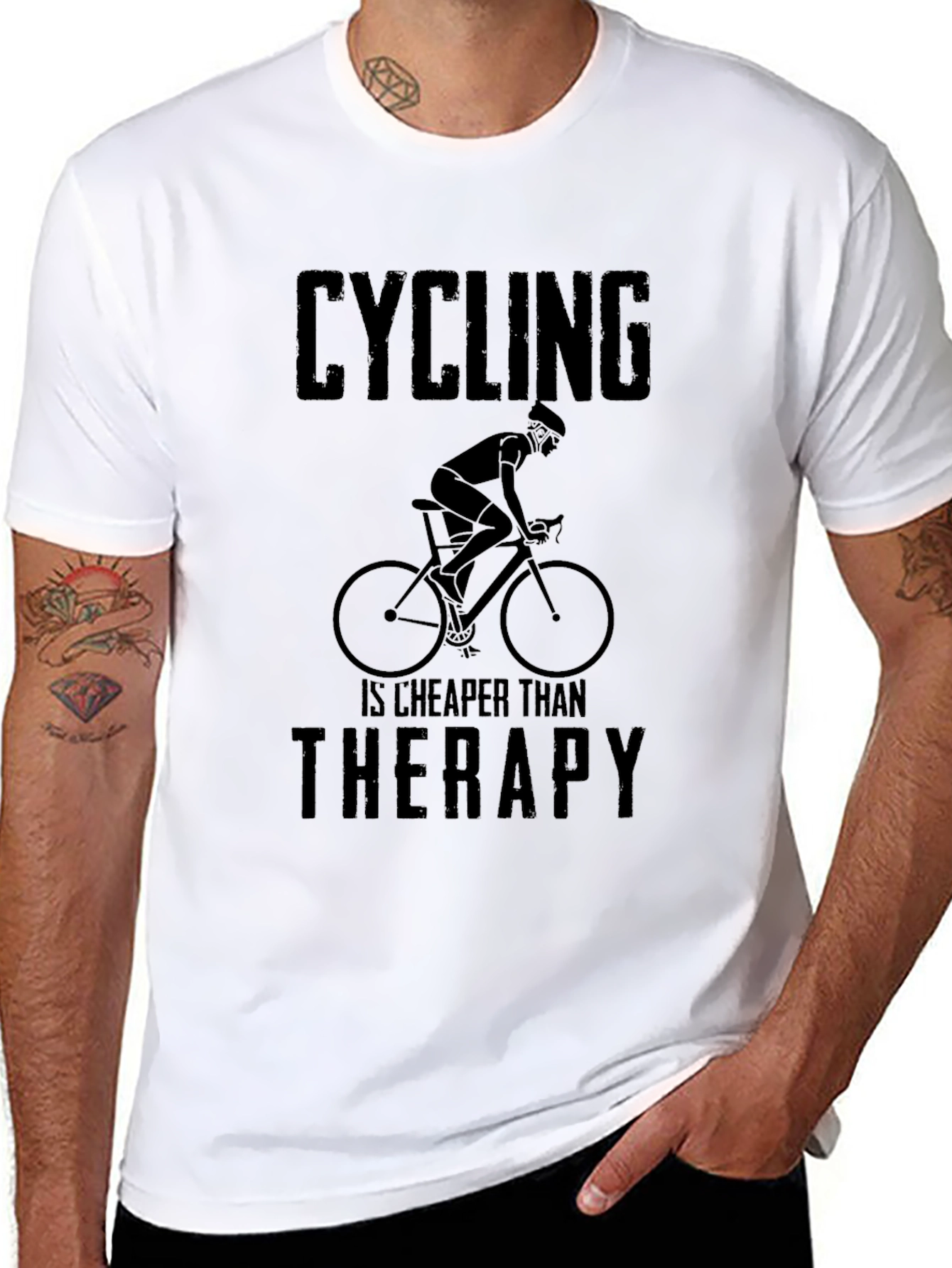 Cycling is Cheaper Than Therapy Graphic Tee