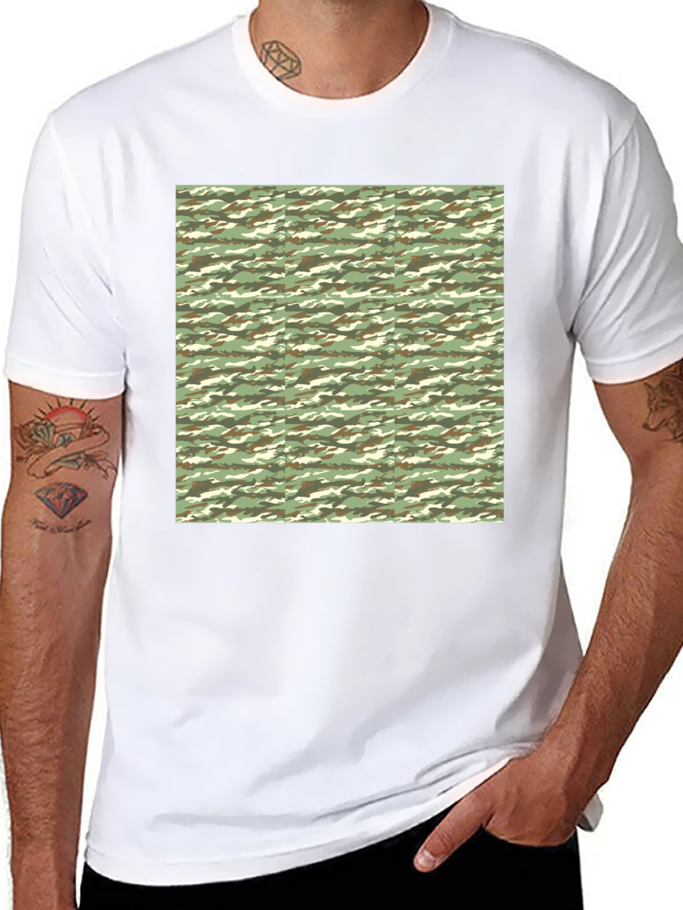 Camo Print Black T-Shirt