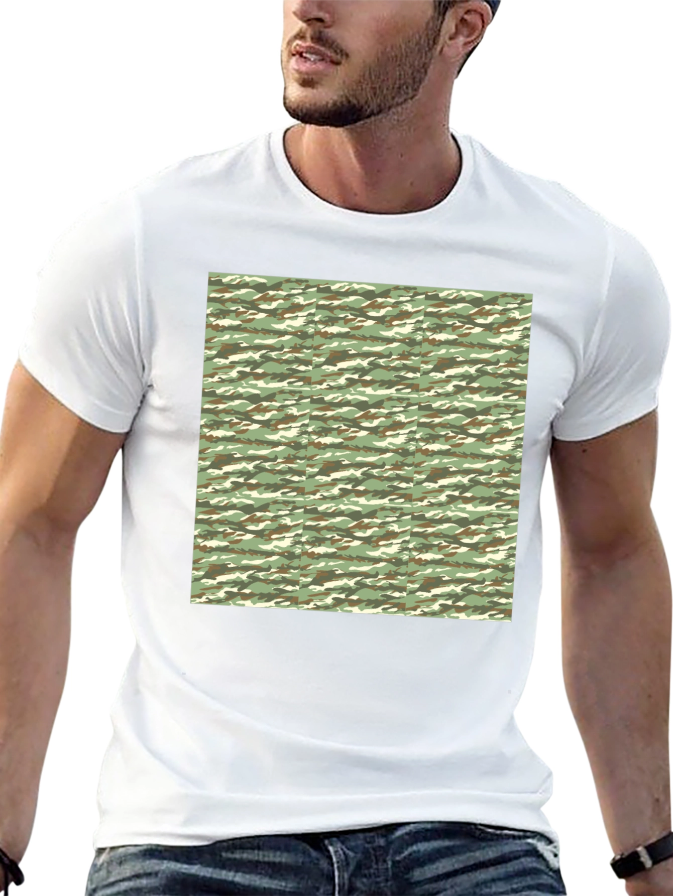 Camo Print Black T-Shirt