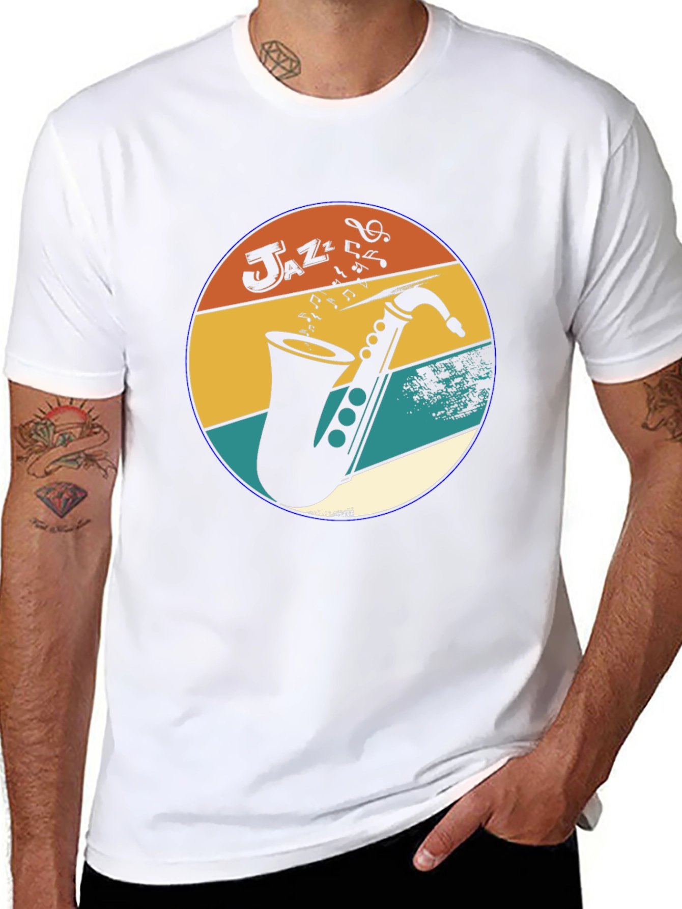 Retro Jazz Saxophone Graphic Tee