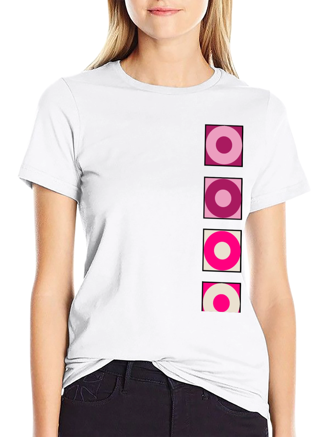 Retro Circle Design Black T-Shirt