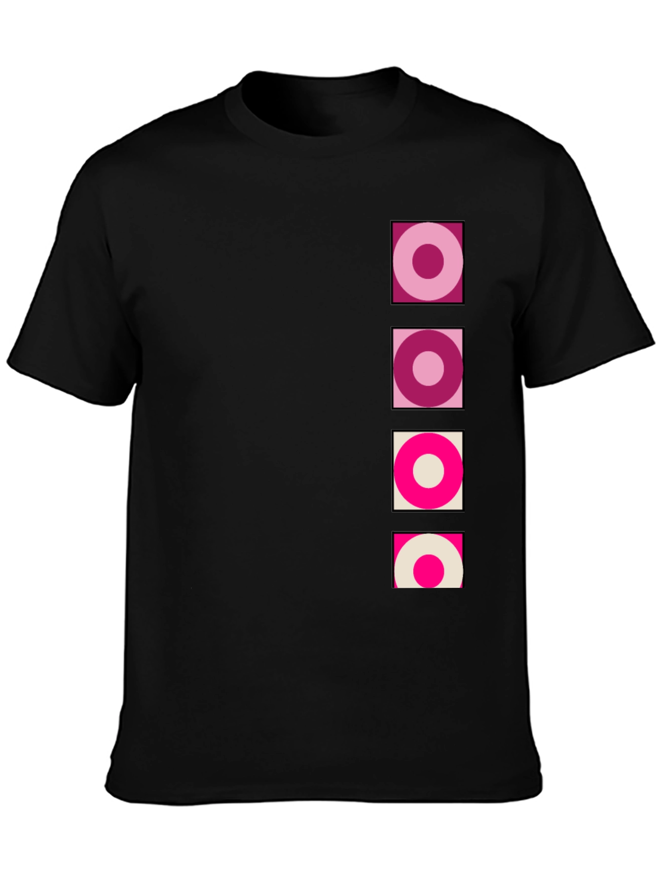 Retro Circle Design Black T-Shirt