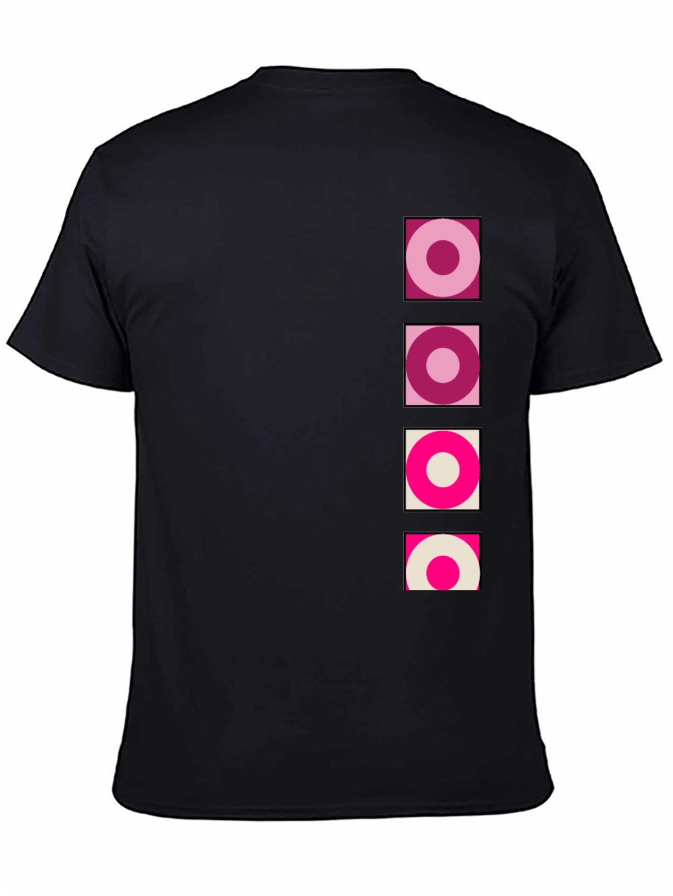 Retro Circle Design Black T-Shirt