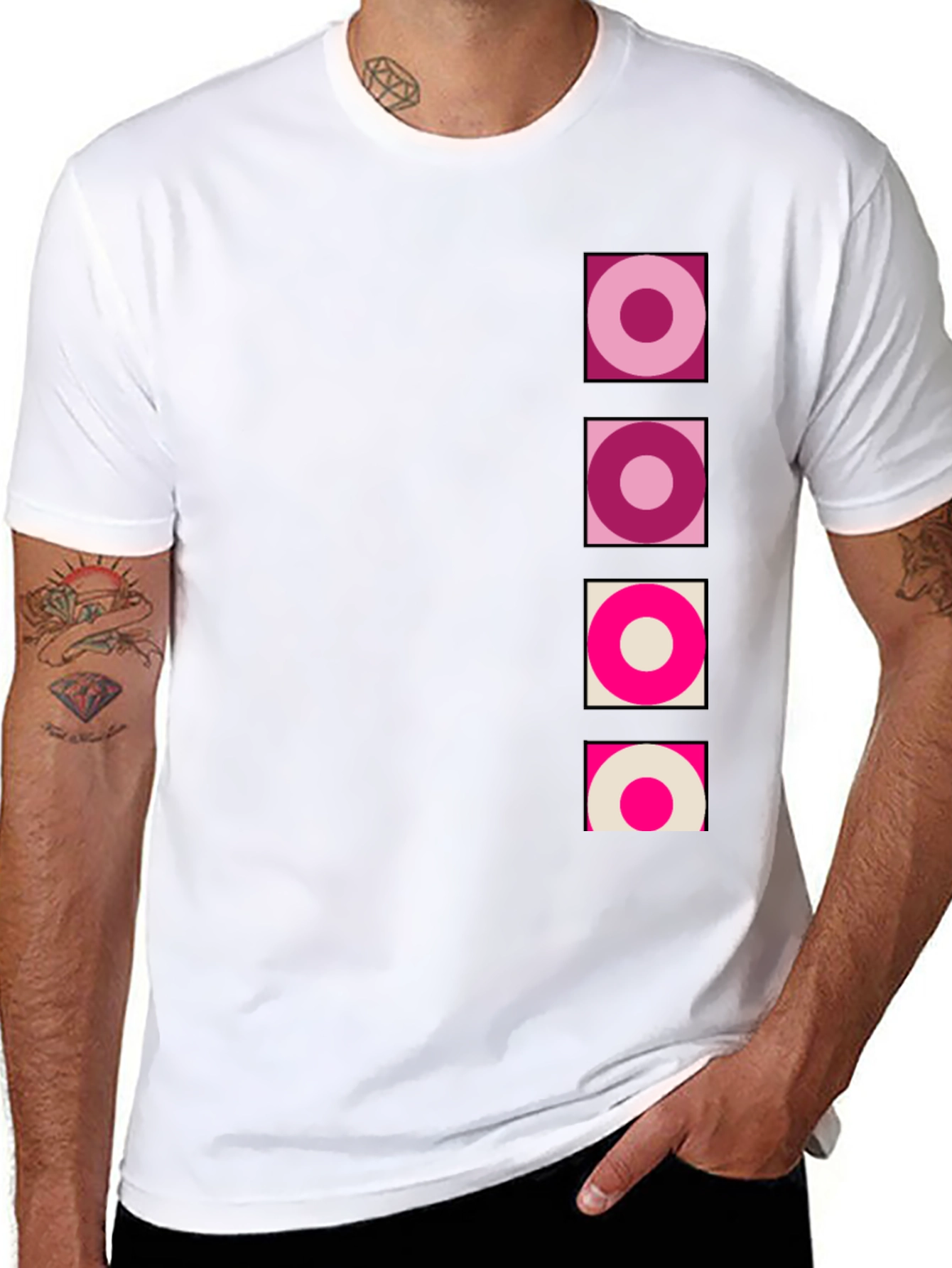 Retro Circle Design Black T-Shirt