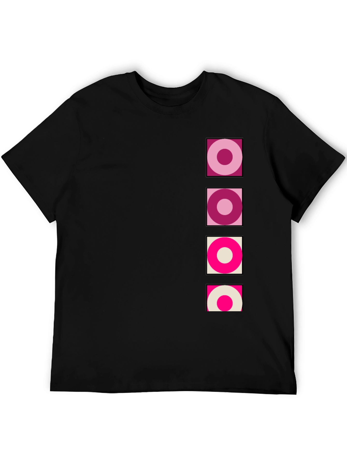 Retro Circle Design Black T-Shirt