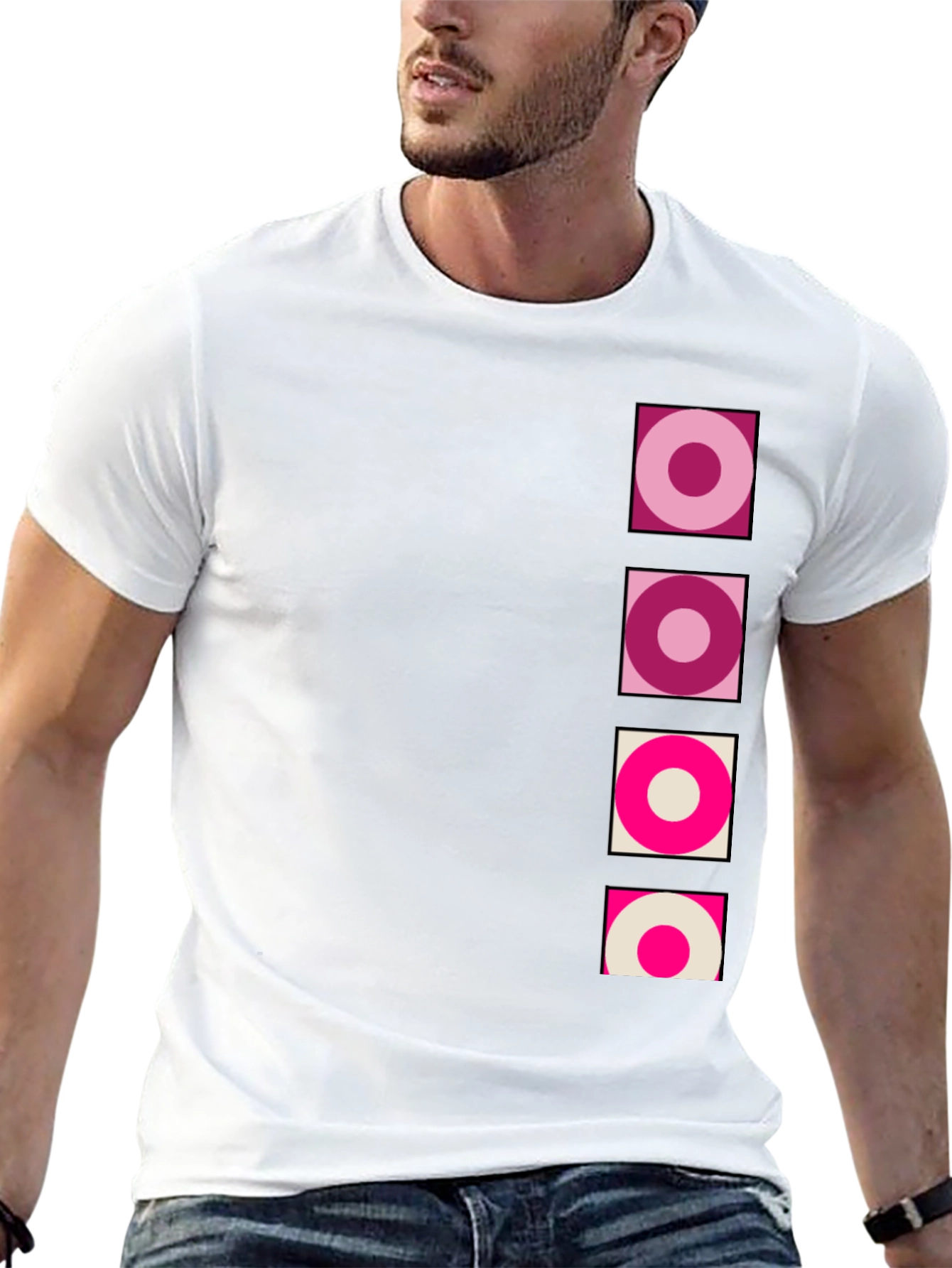 Retro Circle Design Black T-Shirt