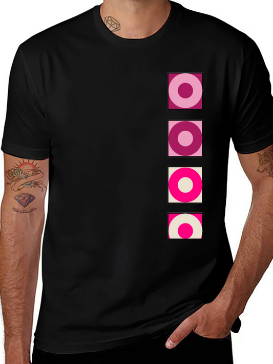 Retro Circle Design Black T-Shirt