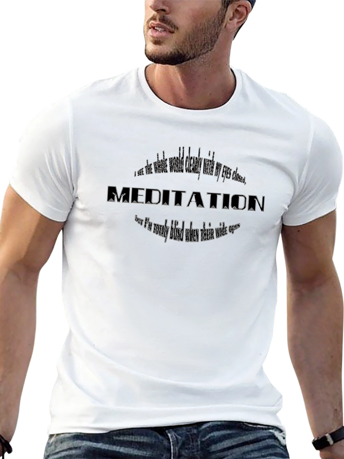 Meditation Graphic Tee - Black Cotton Blend