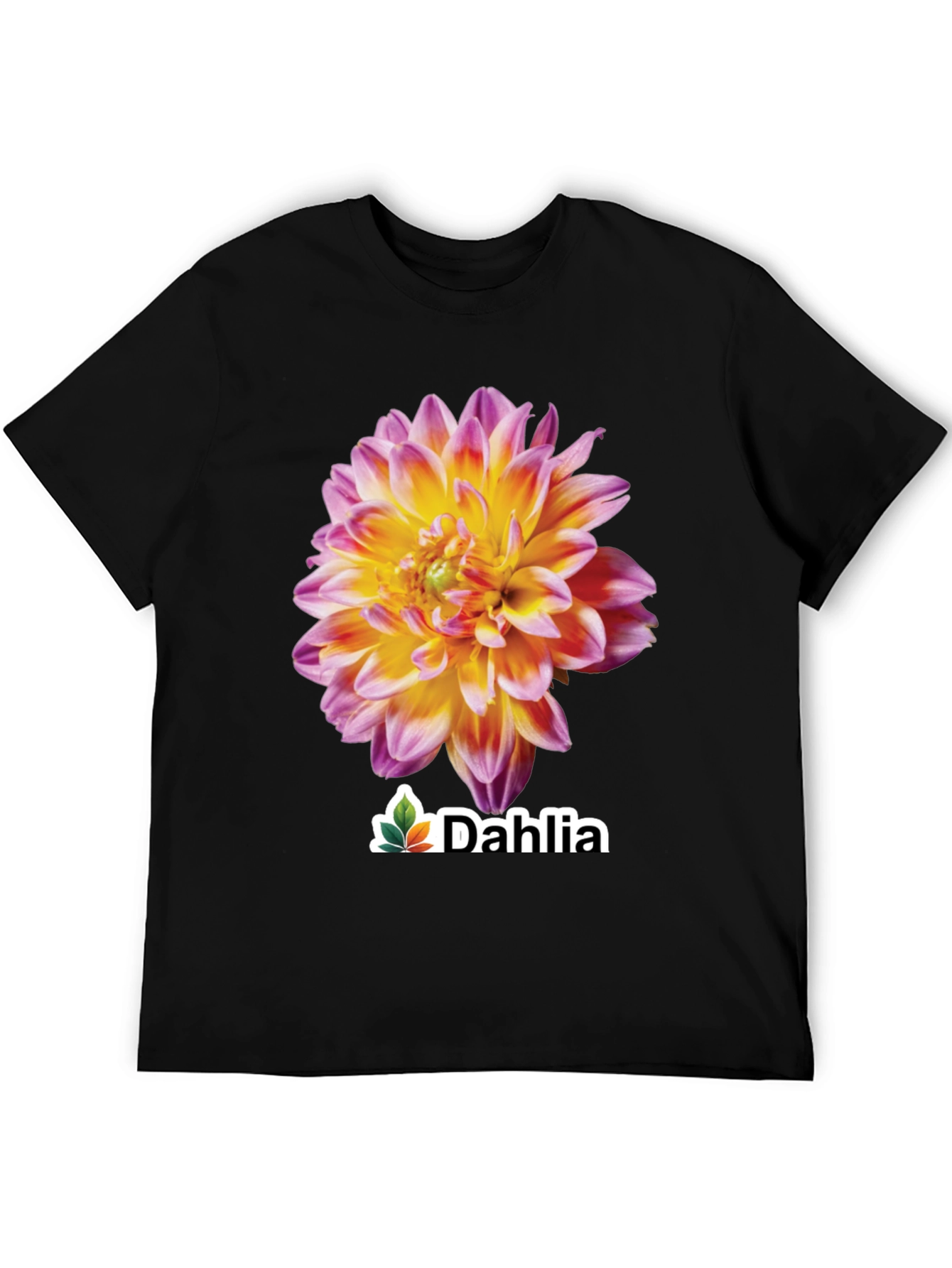 Dahlia Flower Graphic Tee - Stylish Black T-Shirt