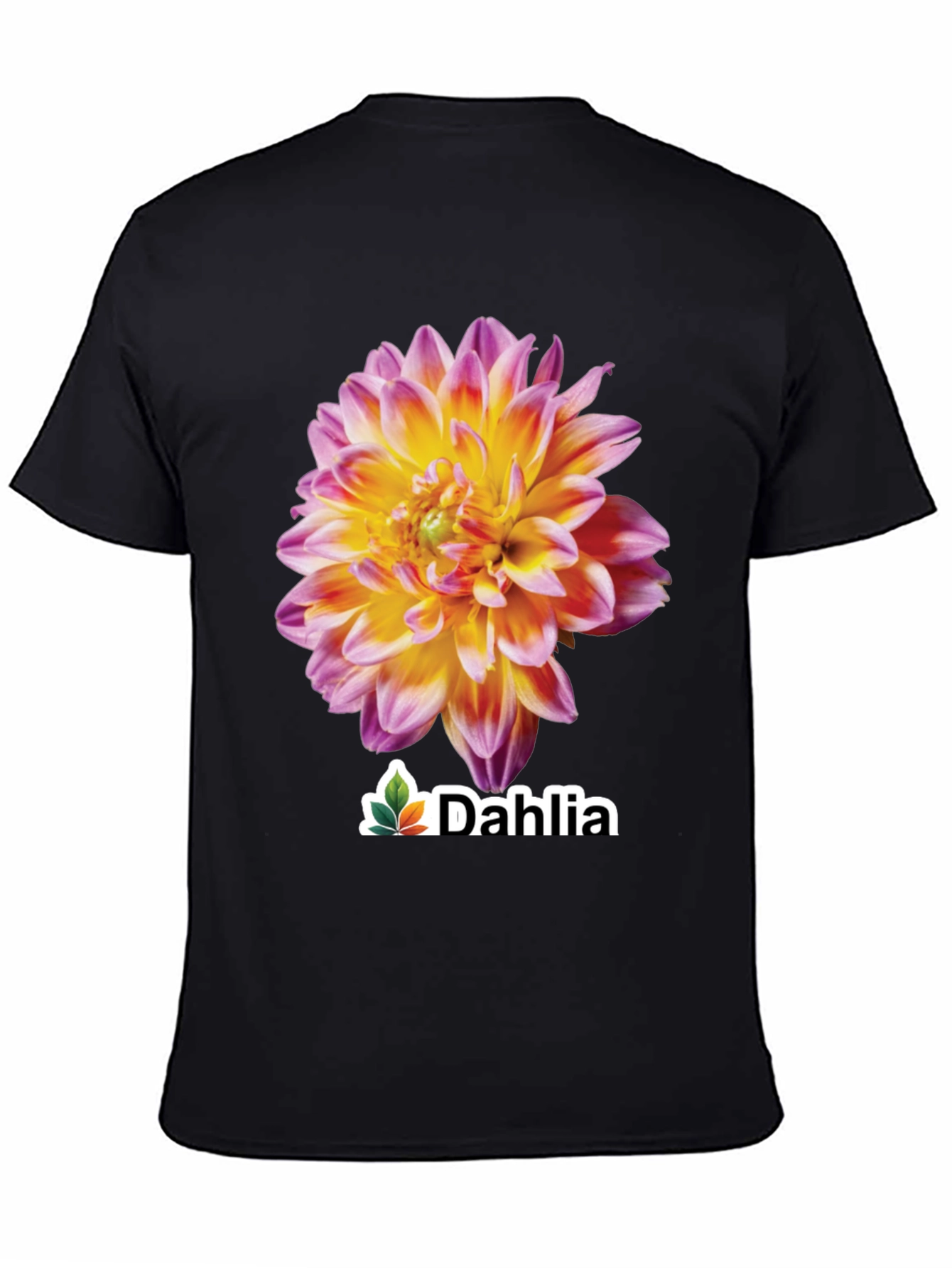 Dahlia Flower Graphic Tee - Stylish Black T-Shirt