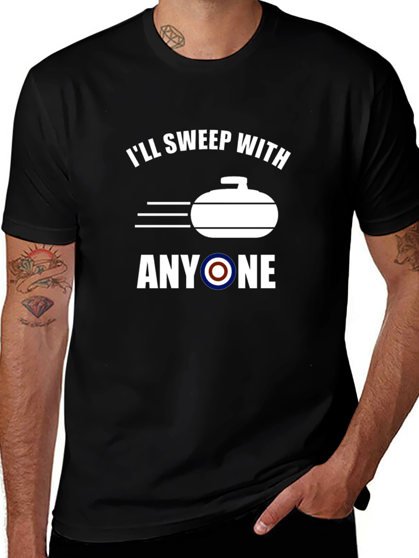 Funny Curling T-Shirt: Ill Sweep With Anyone