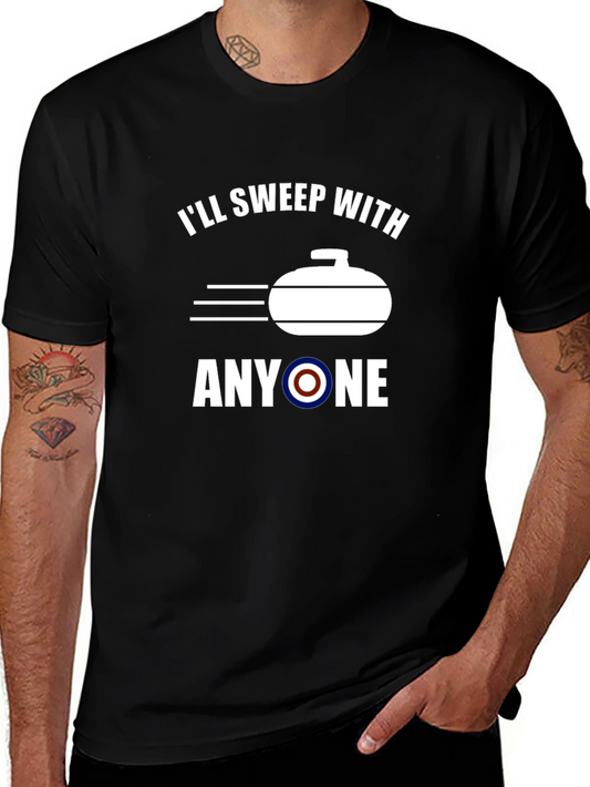 Funny Curling T-Shirt: Ill Sweep With Anyone
