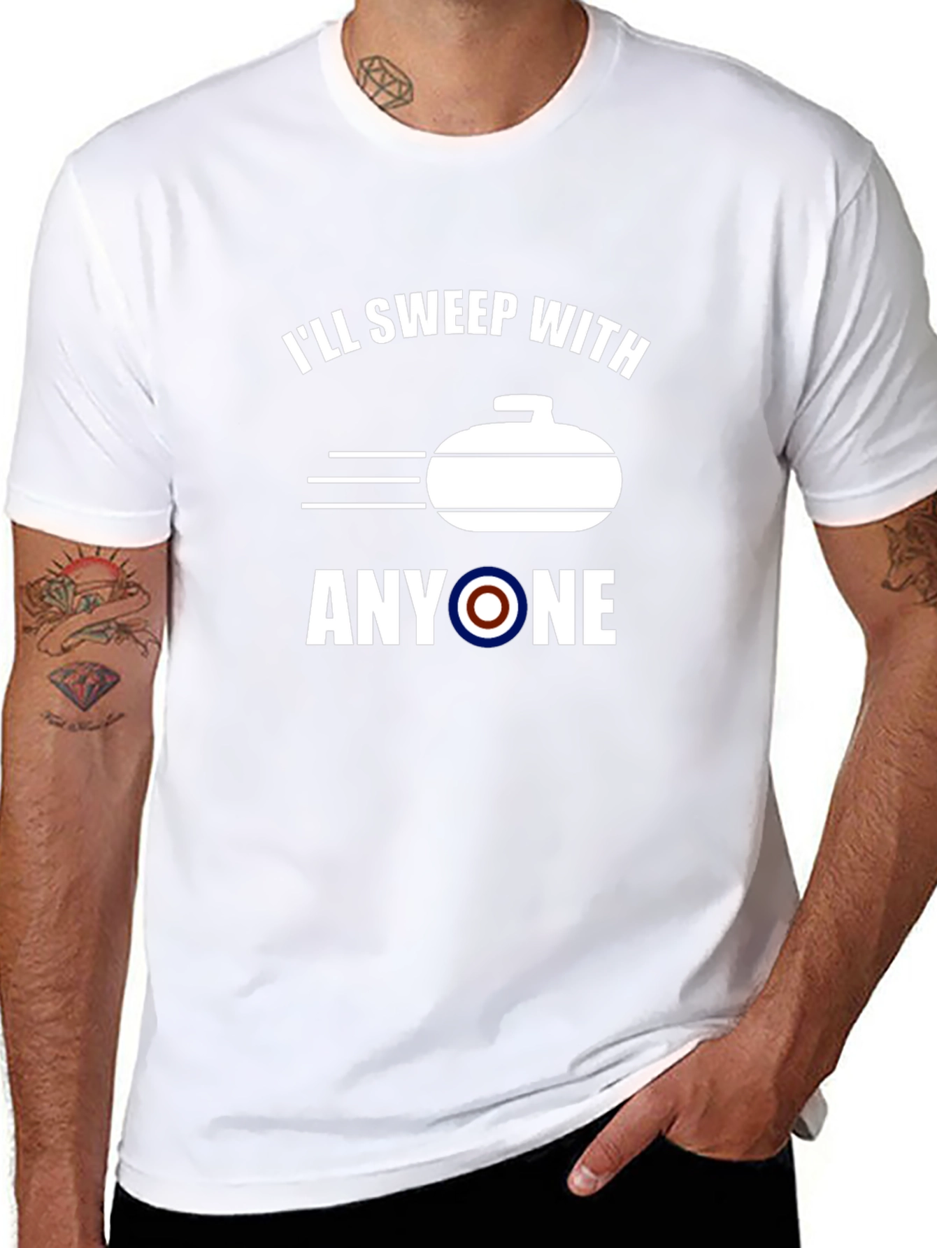 Funny Curling T-Shirt: Ill Sweep With Anyone