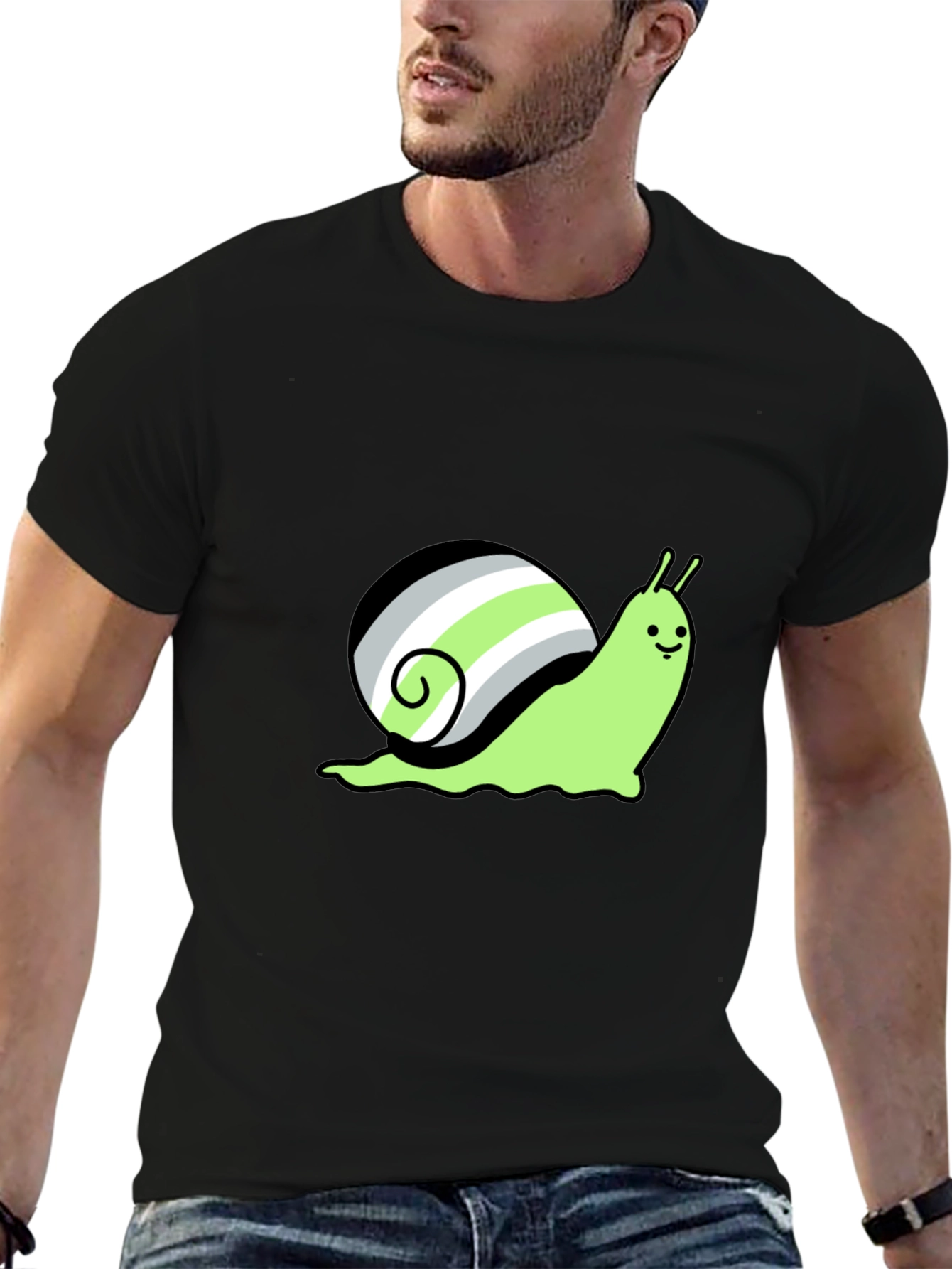 Agender Pride Snail T-Shirt - Black