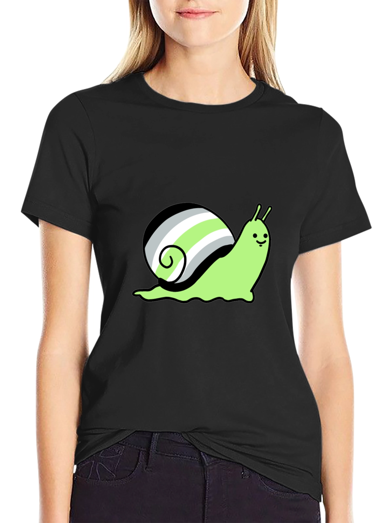 Agender Pride Snail T-Shirt - Black