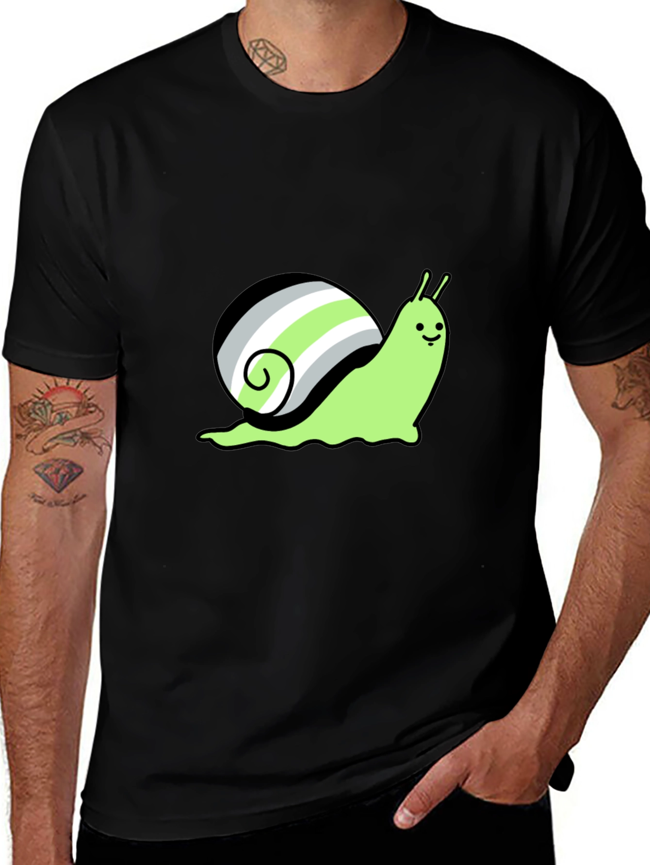 Agender Pride Snail T-Shirt - Black