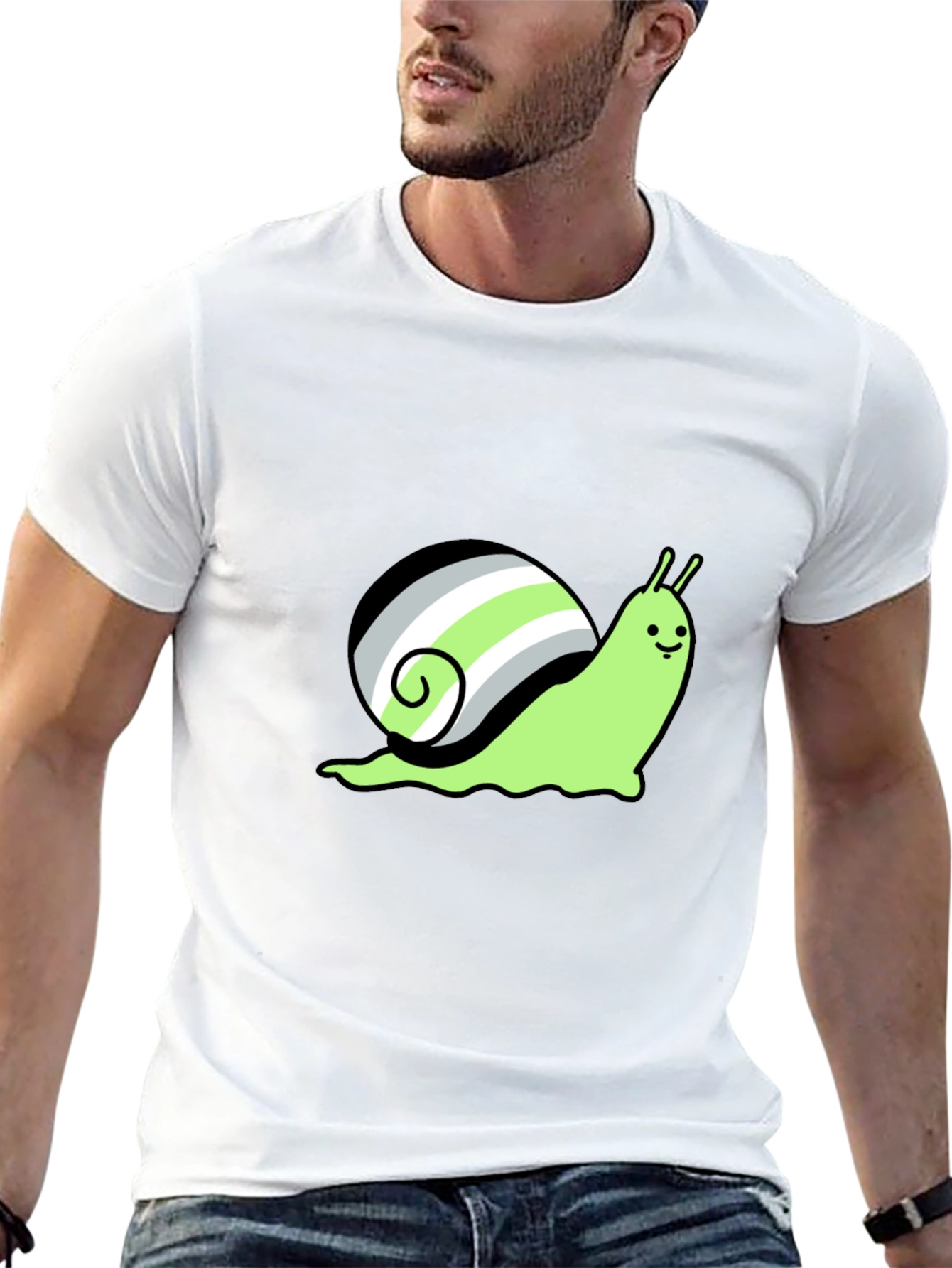 Agender Pride Snail T-Shirt - Black